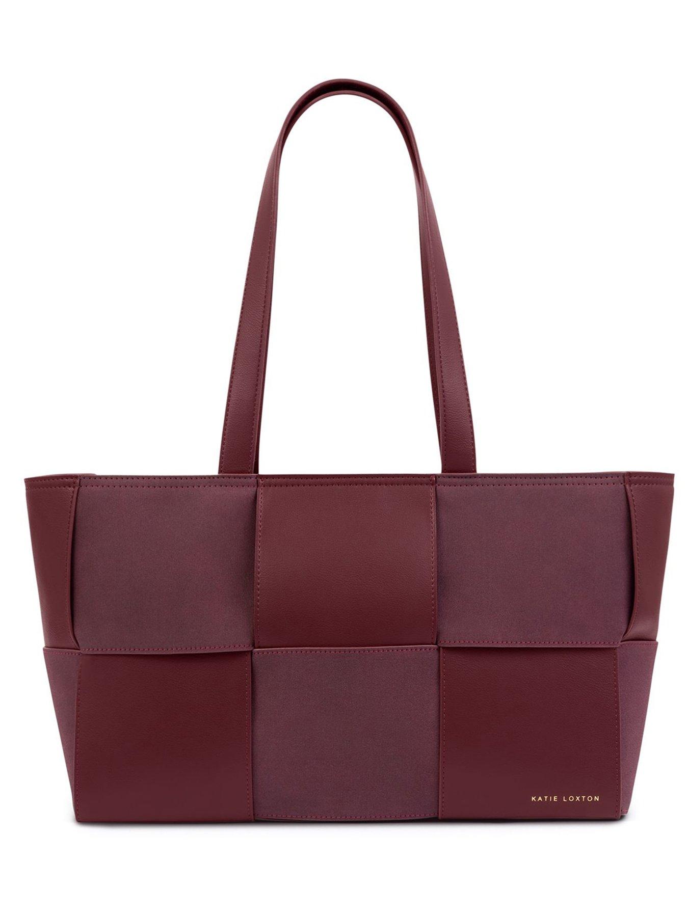 Image 3 of 5 of Katie Loxton Taya Woven Faux Suede Tote Bag  -  Cherry
