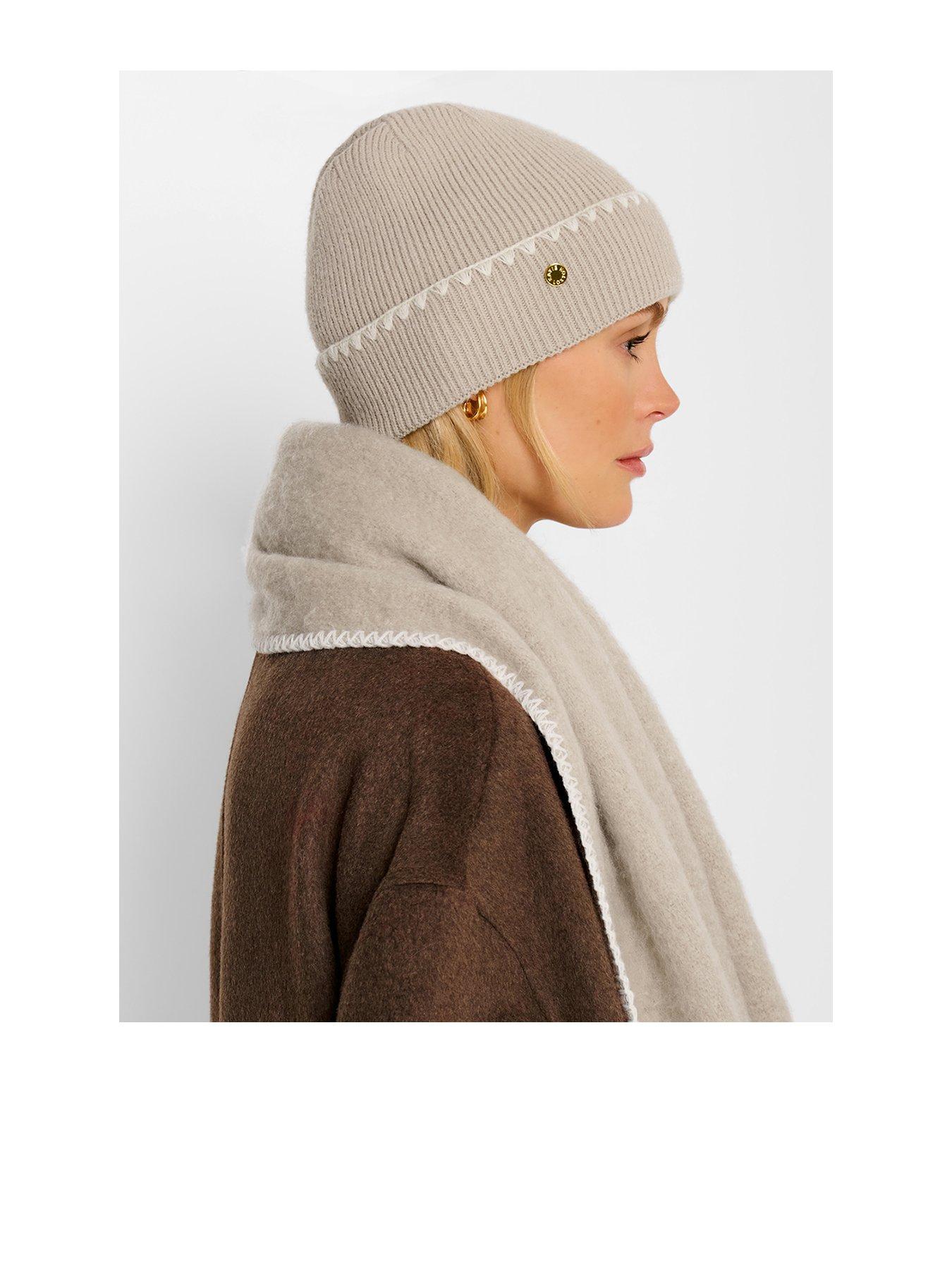 Katie Loxton Whipstitch Knitted Hat  -  Taupe