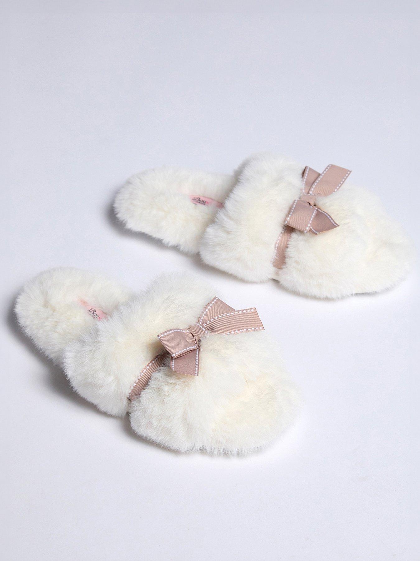 Boux Avenue Plush Bow Slider Ivory Mix Littlewoods