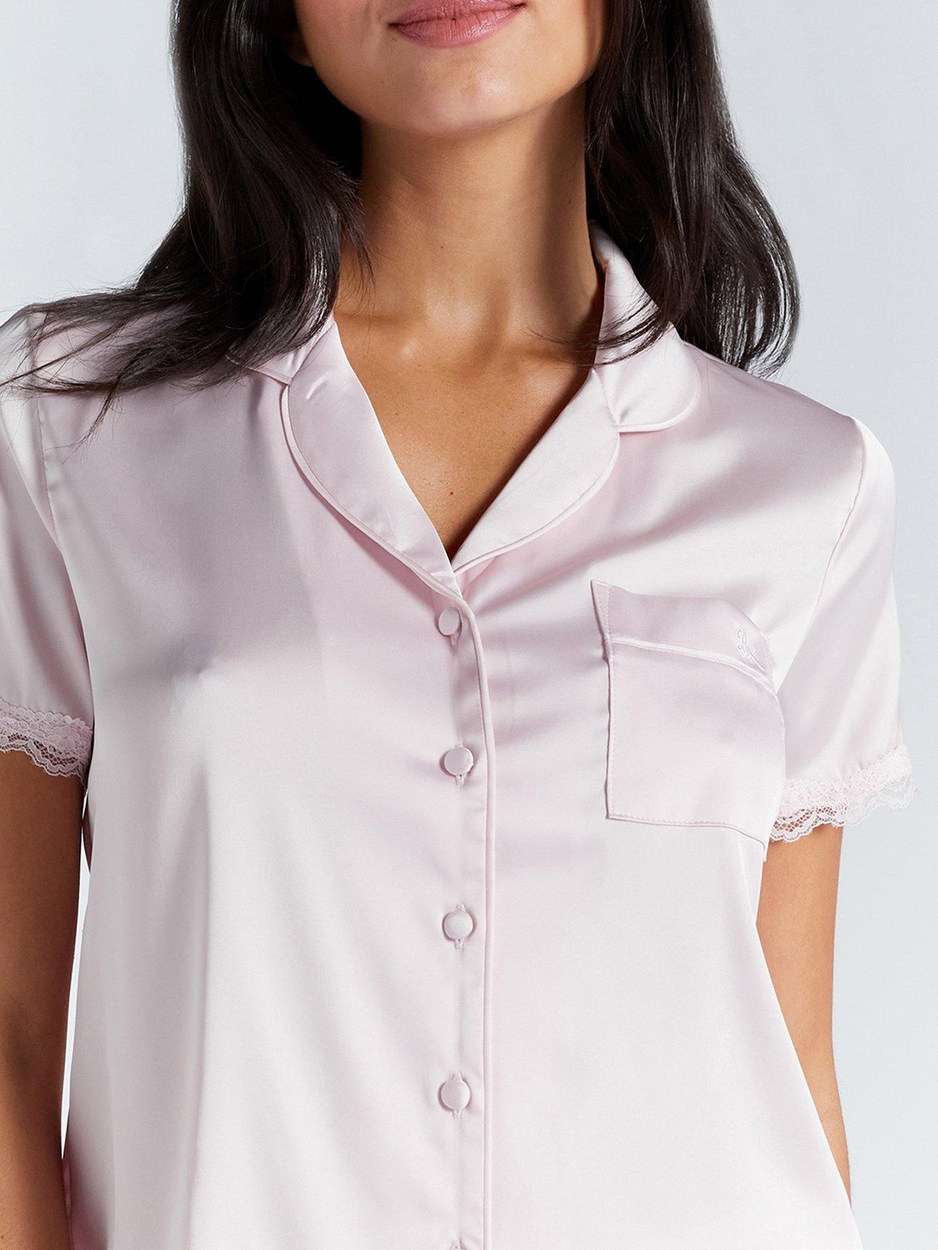 Image 5 of 5 of Boux Avenue Kaya Satin Short Sleeve Revere Set - Pink