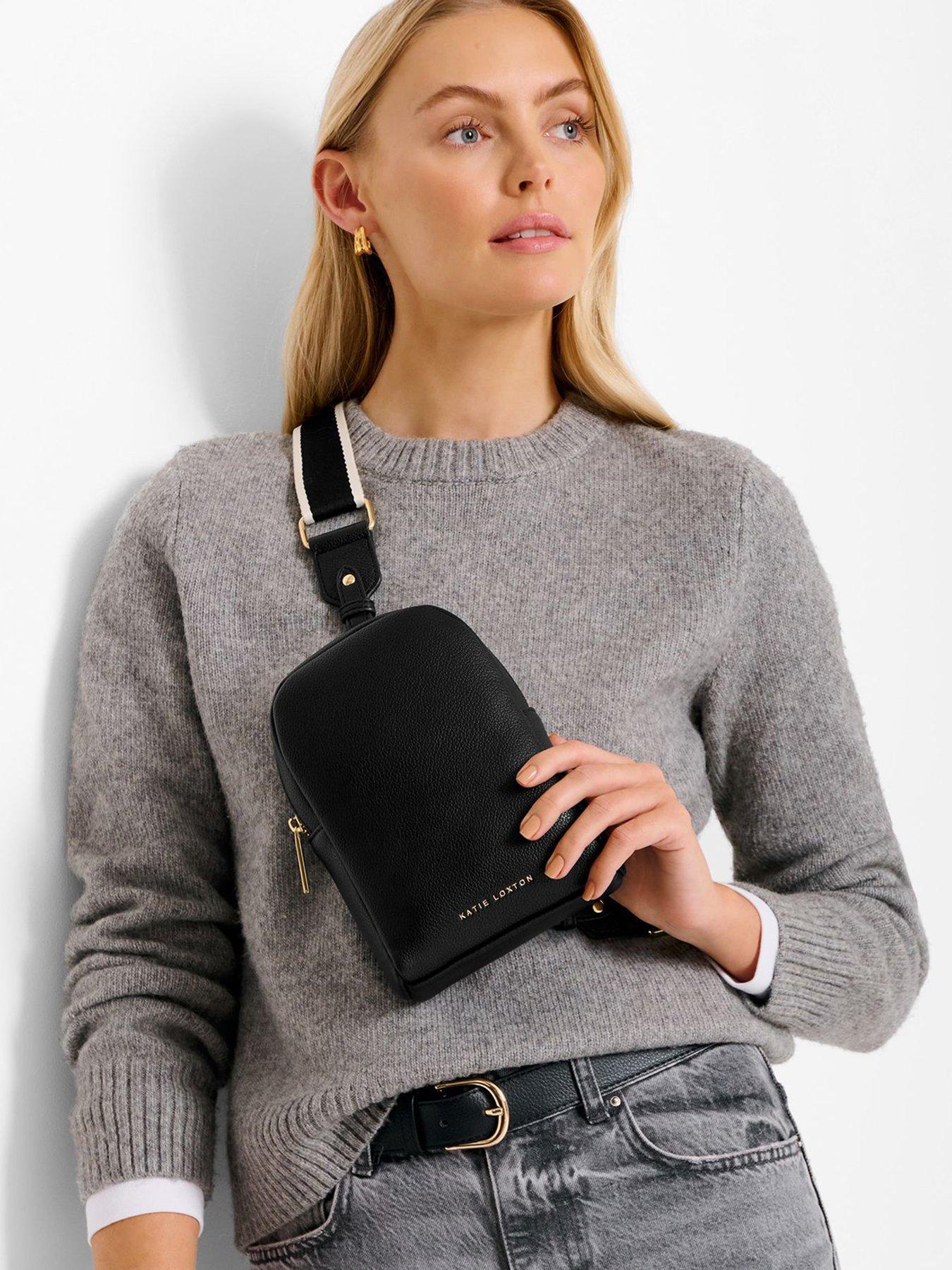 Image 1 of 5 of Katie Loxton Kaite Canvas Strap Sling Bag  -  Black