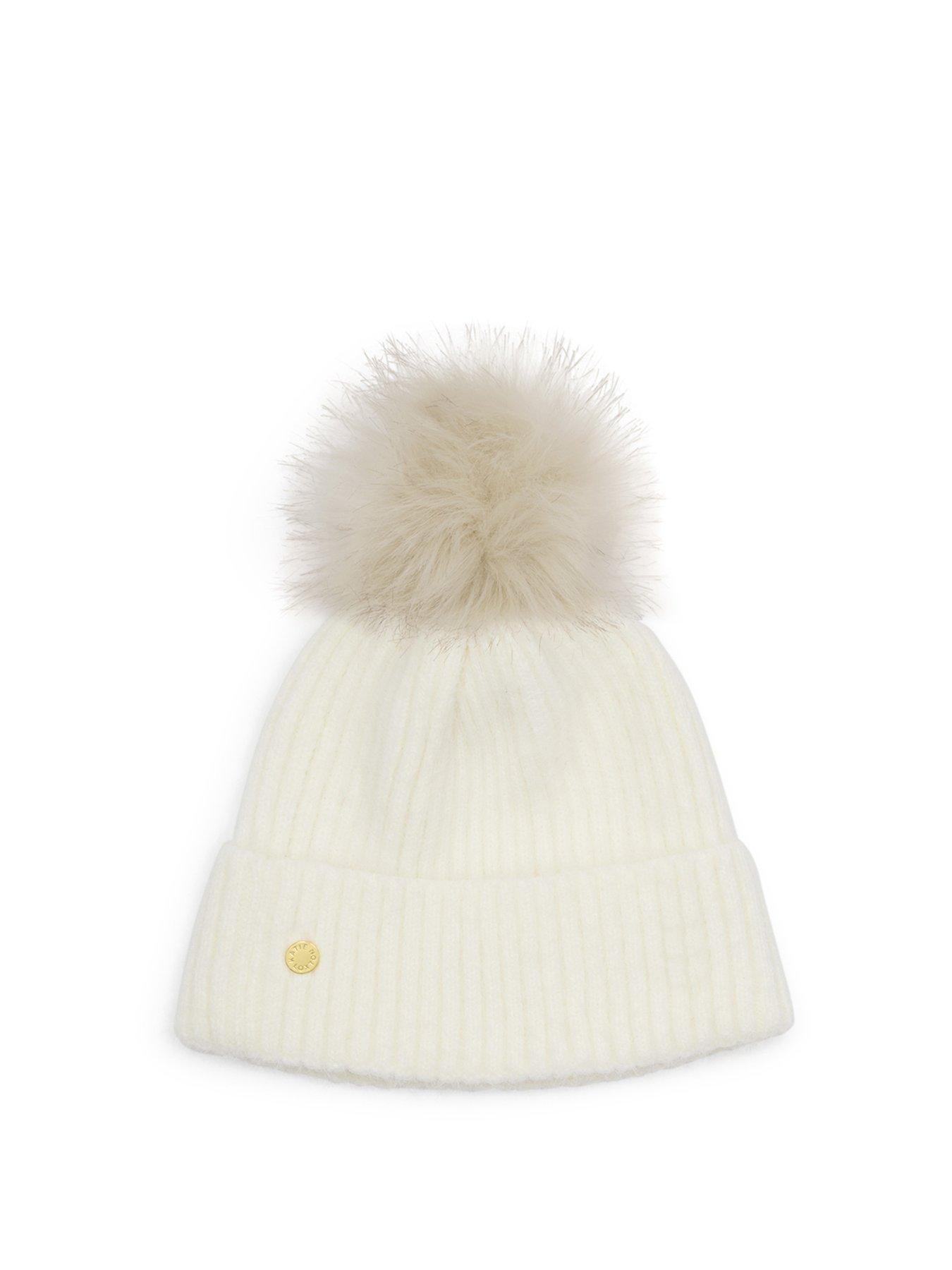 Image 2 of 5 of Katie Loxton Knitted Pom Pom Hat  -  Off White