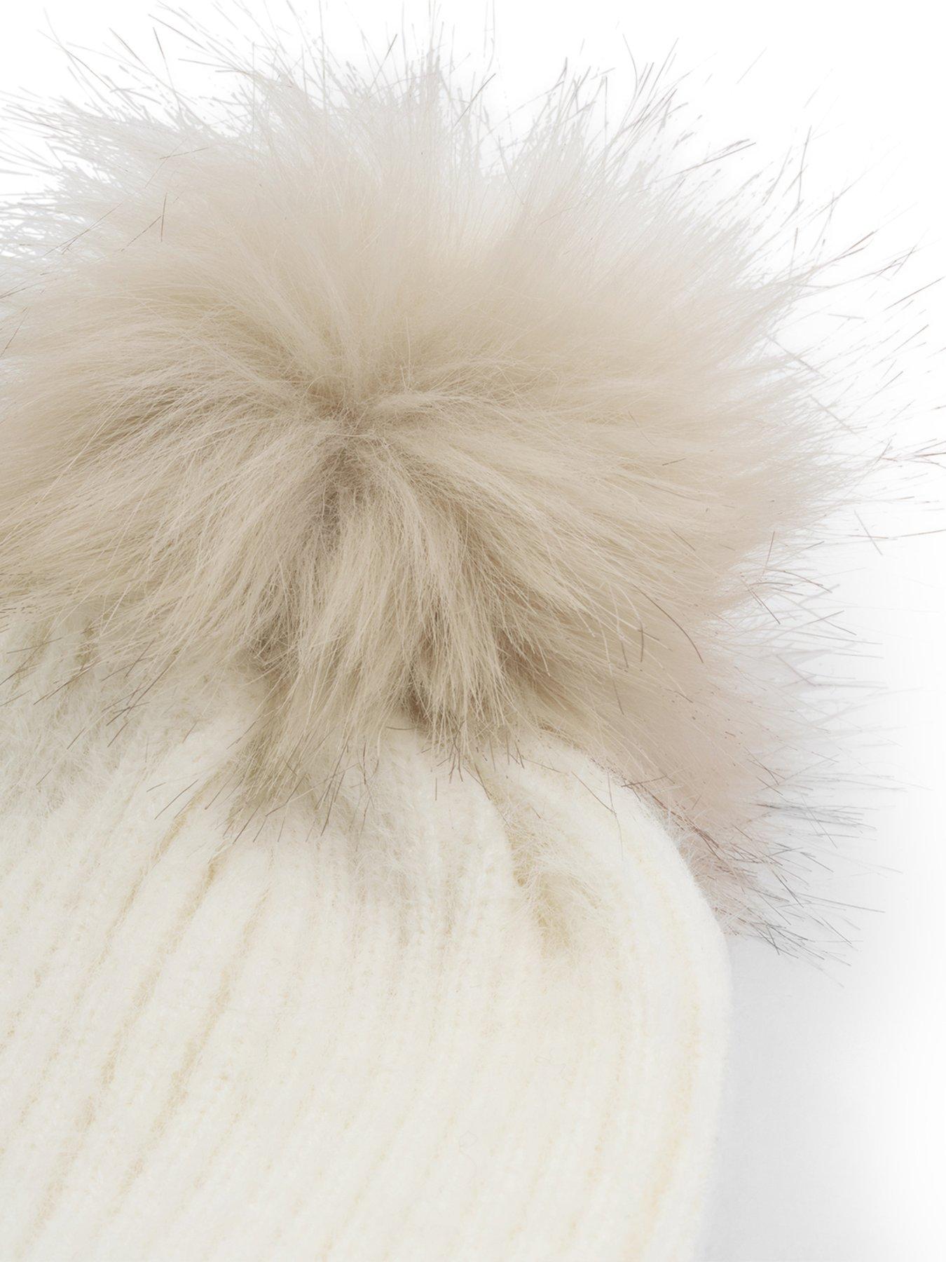 Image 4 of 5 of Katie Loxton Knitted Pom Pom Hat  -  Off White