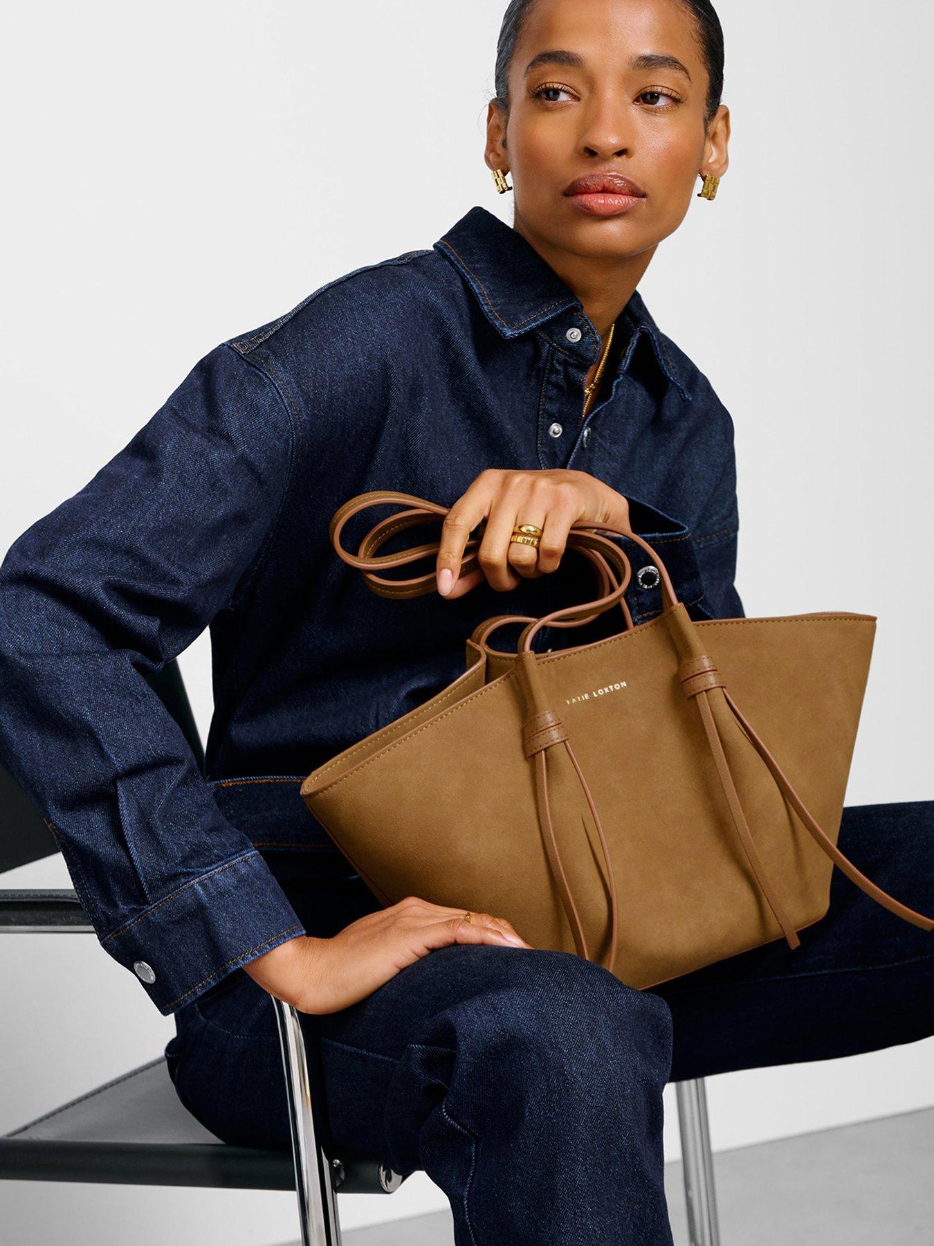 Image 1 of 5 of Katie Loxton Celina Faux Suede Small Tote Bag  -  Caramel Faux Suede