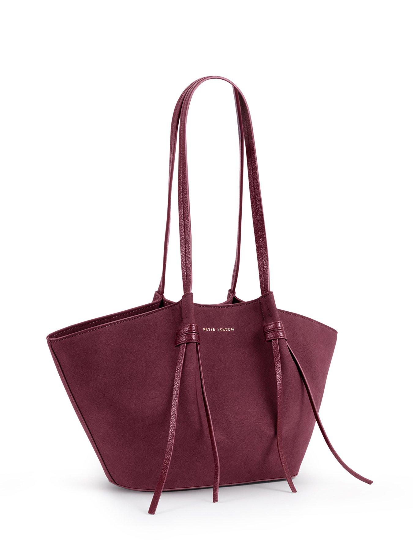 Image 2 of 5 of Katie Loxton Celina Faux Suede Small Tote Bag  -  Cherry Faux Suede