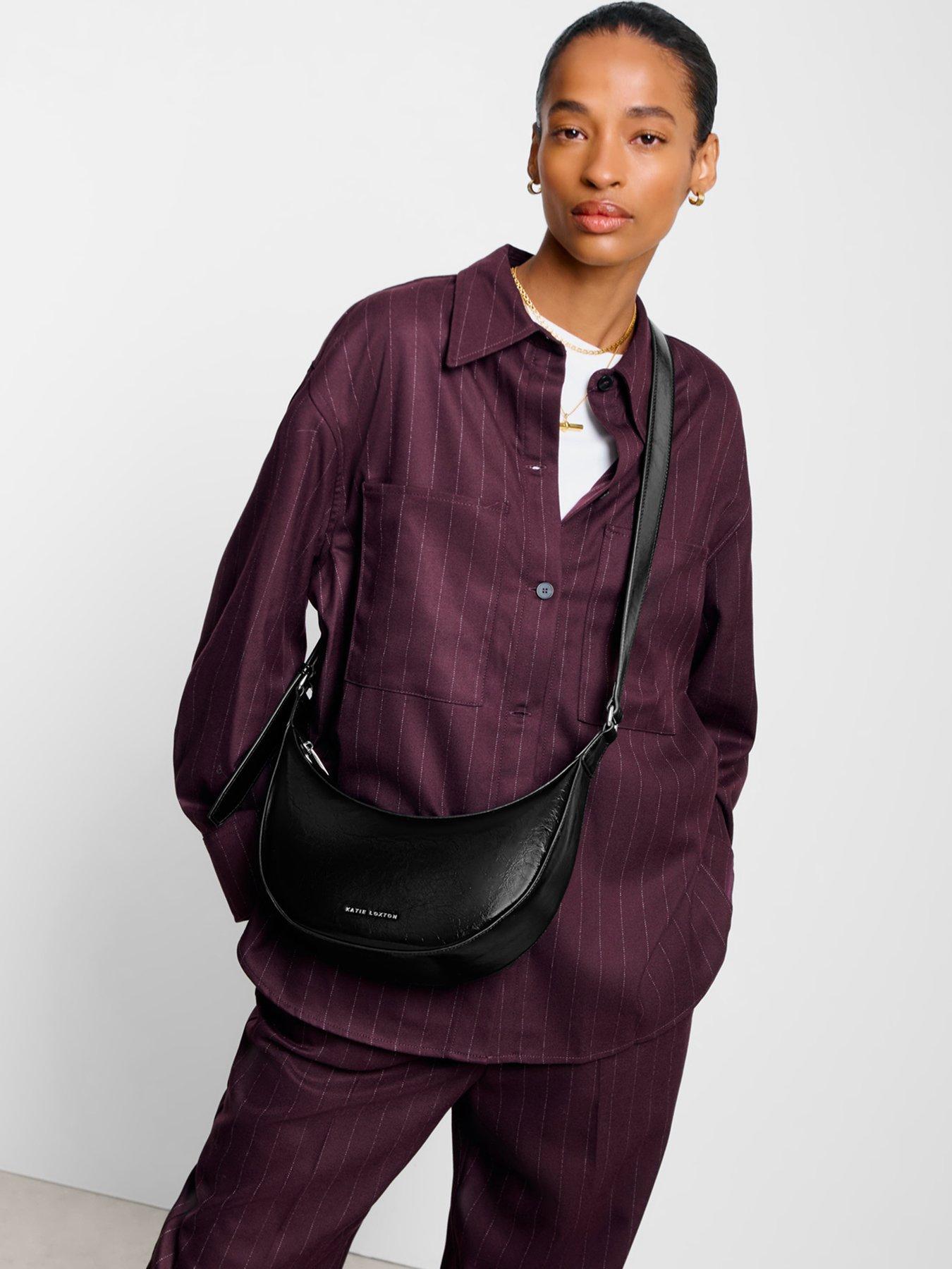 Image 1 of 4 of Katie Loxton Amina Patent Crackle Sling Bag - Black