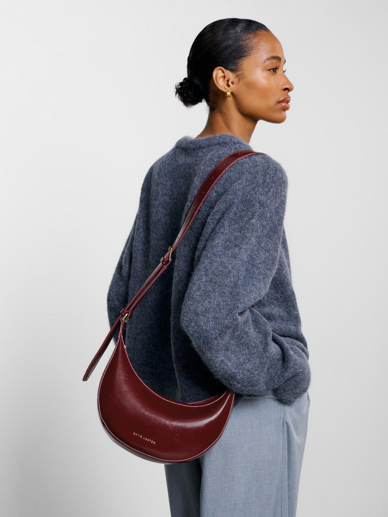 Image 1 of 4 of Katie Loxton Amina Patent Crackle Sling Bag  -  Cherry