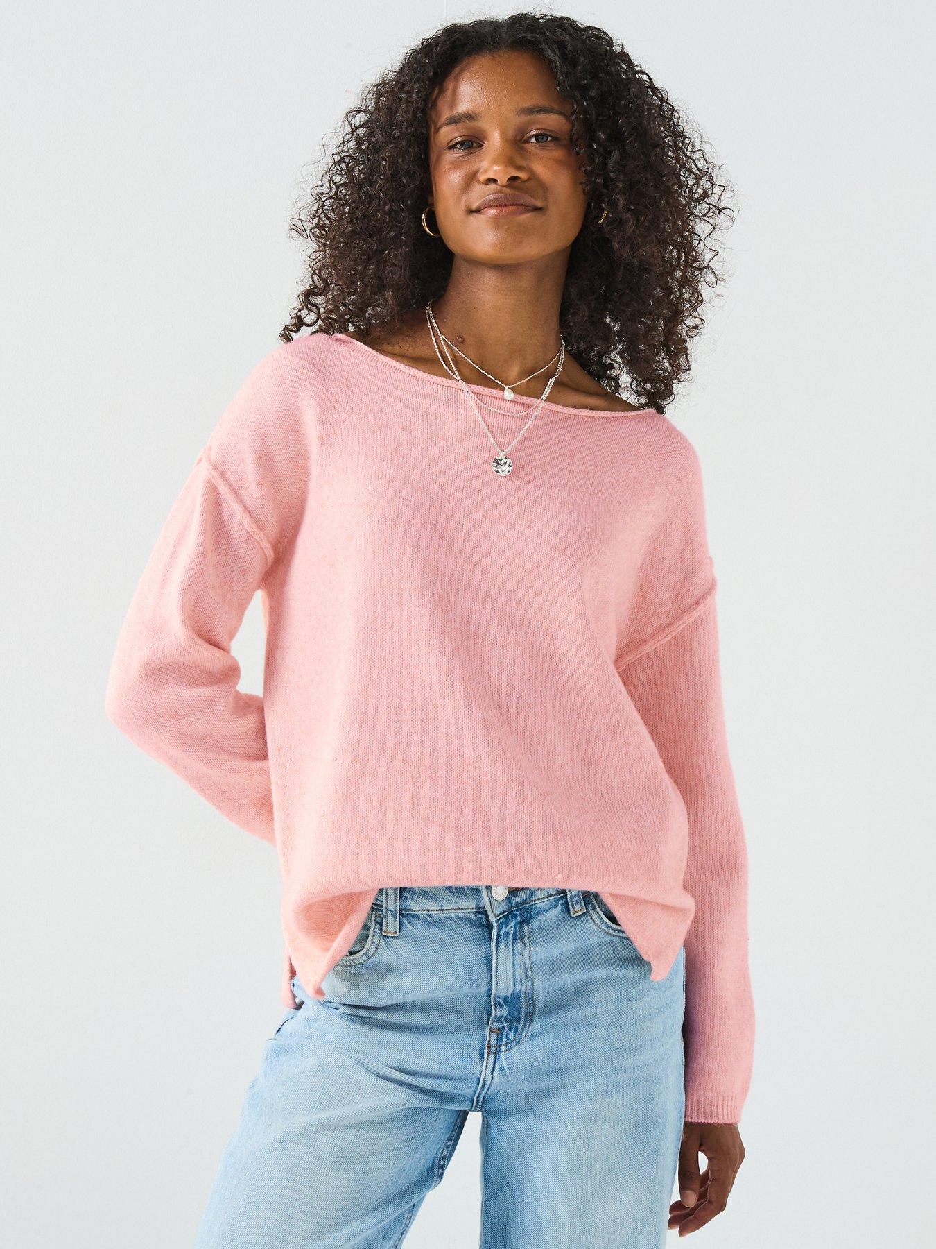The Very Collection Off Shoulder Jumper With Wool - Pink
