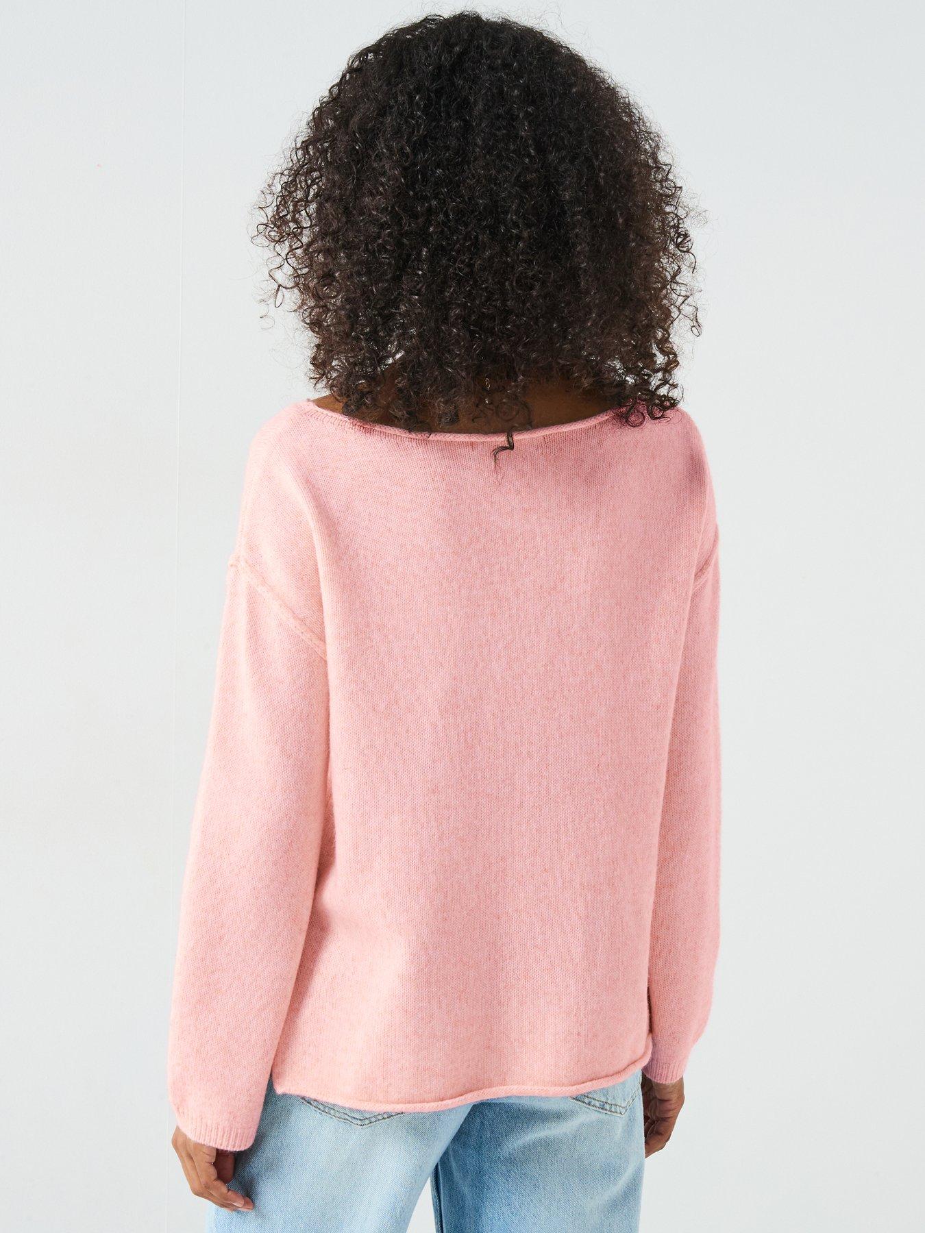 Image 2 of 7 of The Very Collection Off Shoulder Jumper With Wool - Pink