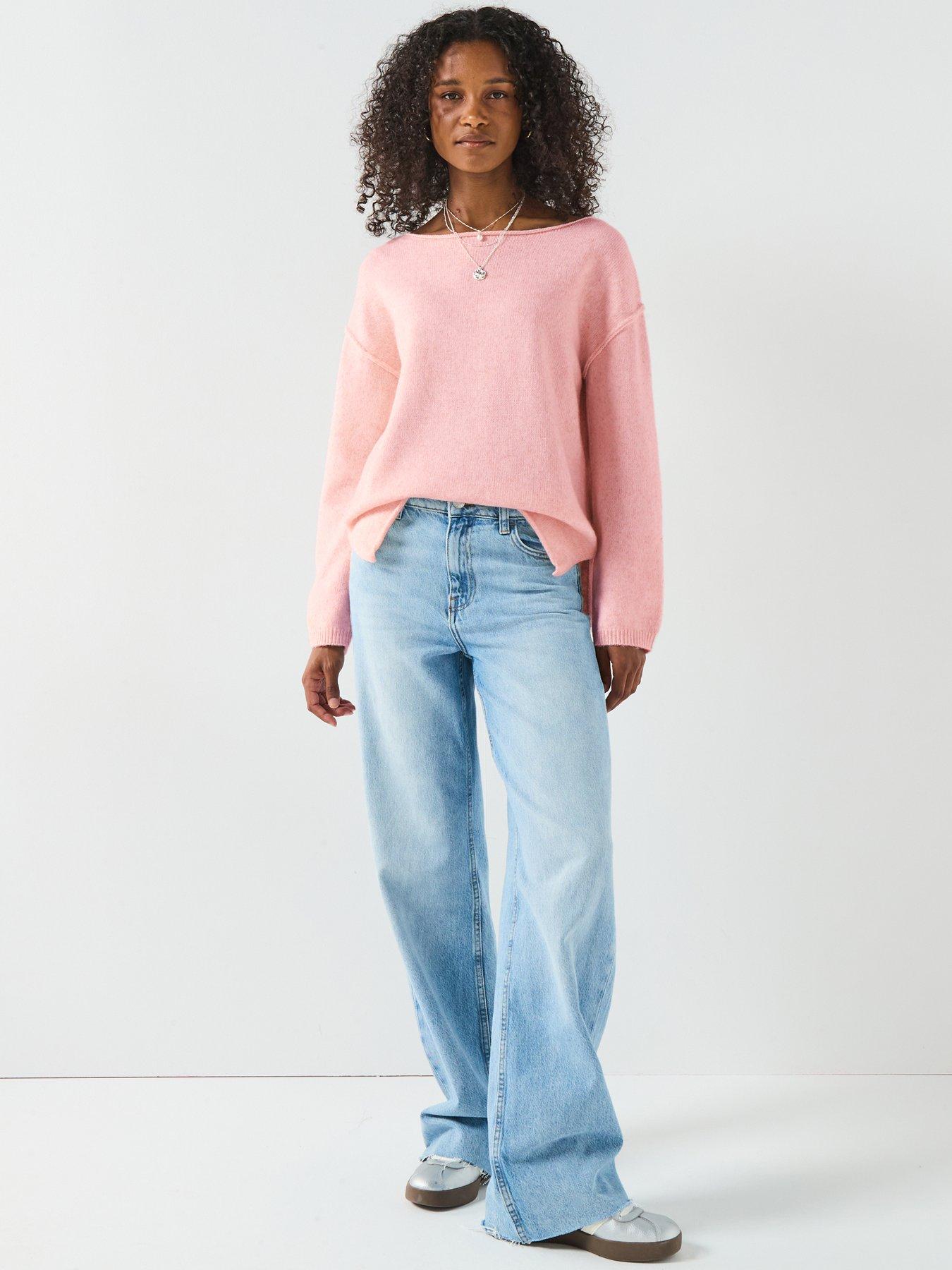Image 3 of 7 of The Very Collection Off Shoulder Jumper With Wool - Pink