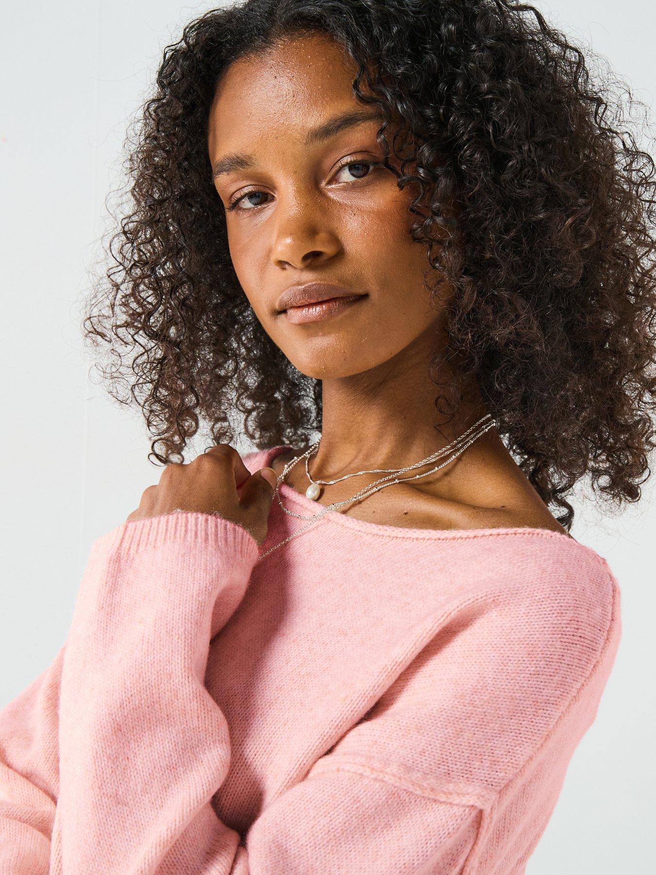 Image 4 of 7 of The Very Collection Off Shoulder Jumper With Wool - Pink