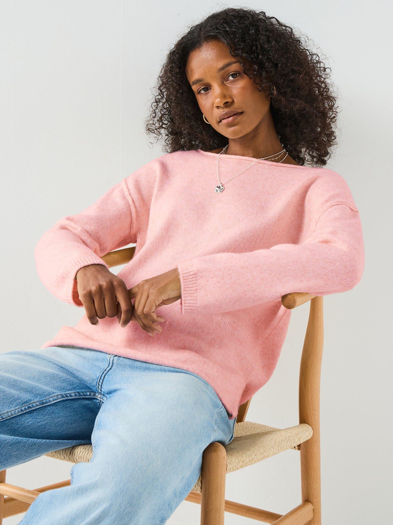 Image 5 of 7 of The Very Collection Off Shoulder Jumper With Wool - Pink