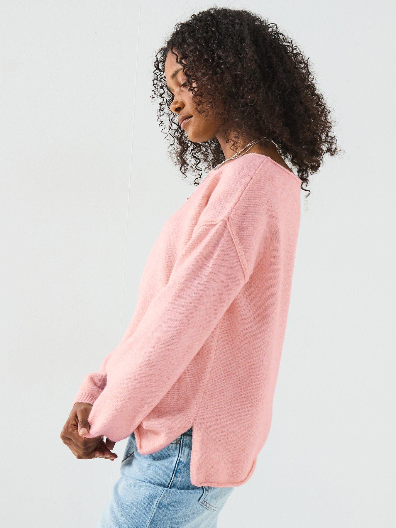 Image 6 of 7 of The Very Collection Off Shoulder Jumper With Wool - Pink
