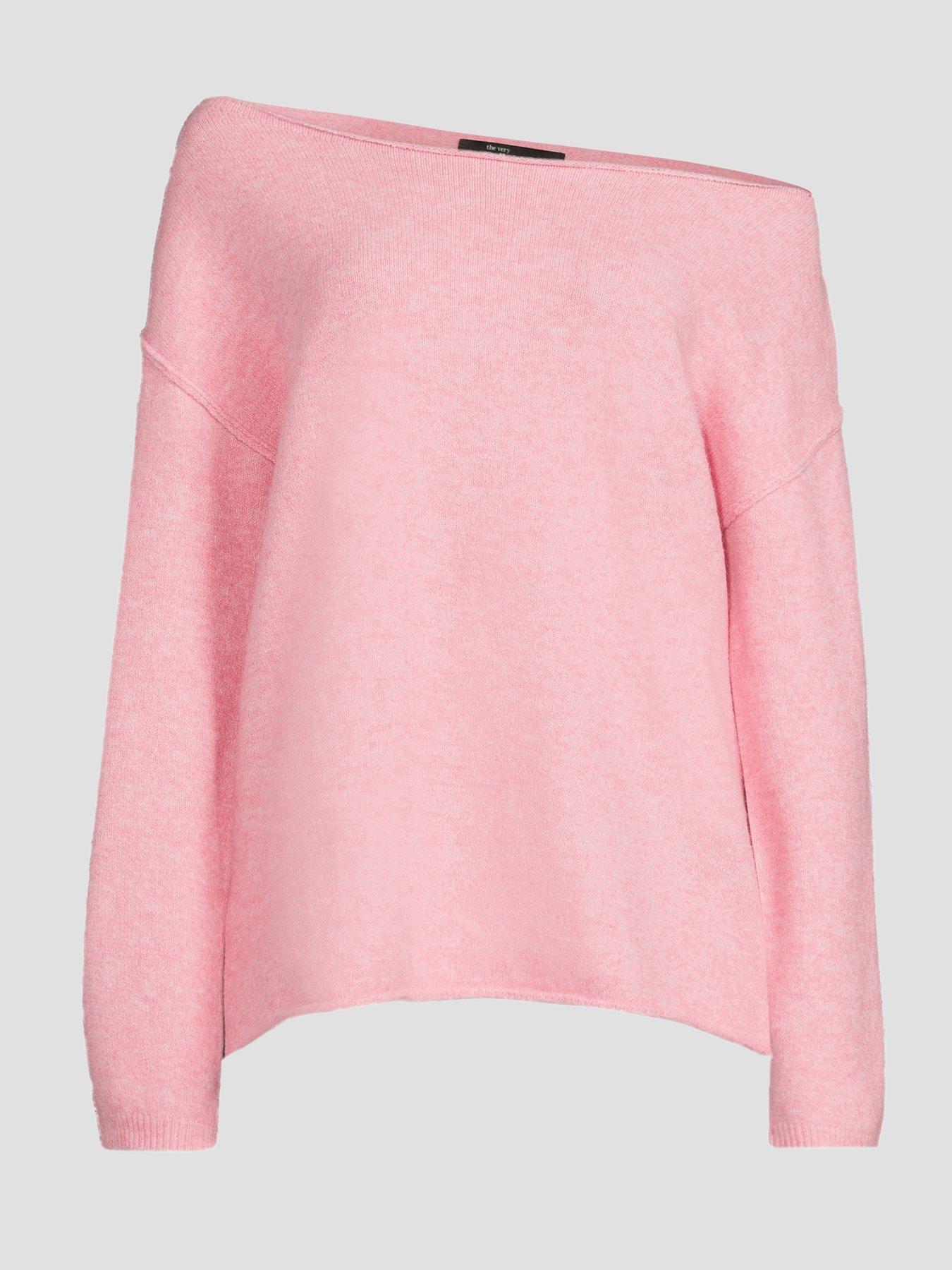Image 7 of 7 of The Very Collection Off Shoulder Jumper With Wool - Pink