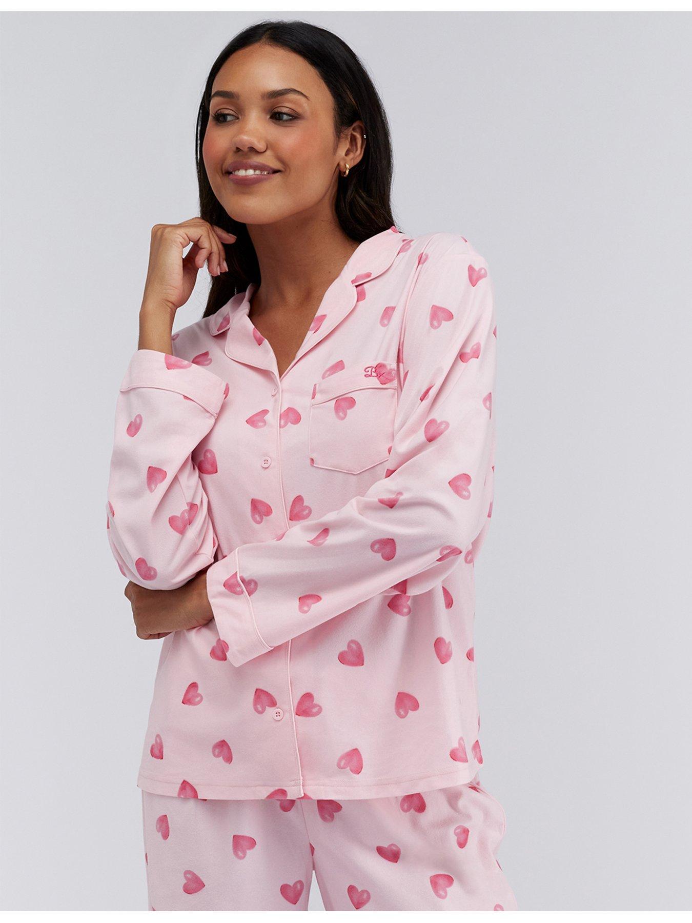 undefined Heart Print Pj In A Bag - Pink