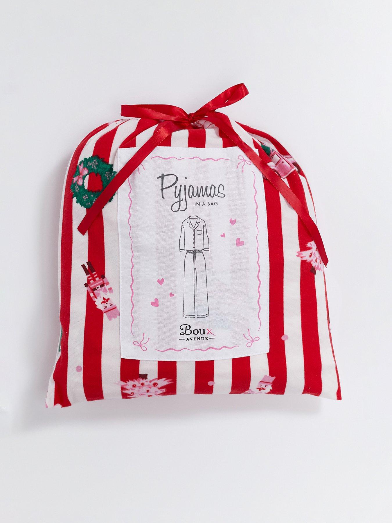 Image 5 of 5 of Boux Avenue Stripe Xmas Pyjamas In A Bag - Red