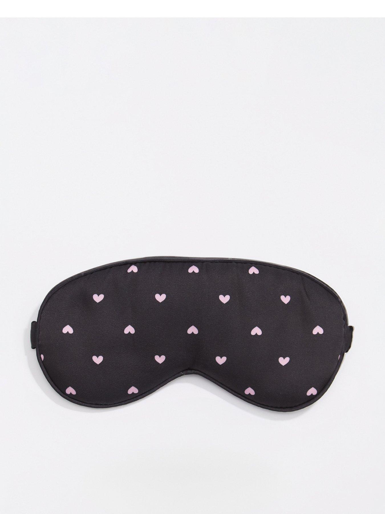 Image 1 of 3 of Boux Avenue Heart Satin Eye Mask - &nbsp;Black
