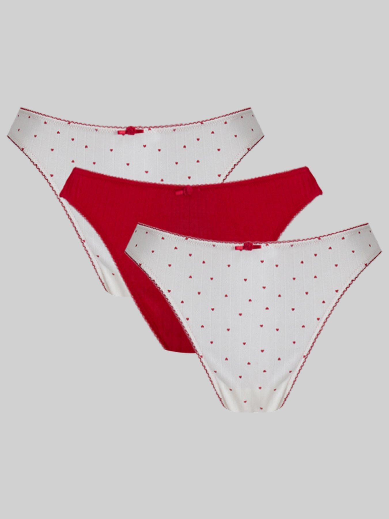 Boux Avenue Pack Of 3 Rosie Heart  &  Pointelle Thongs - Multi