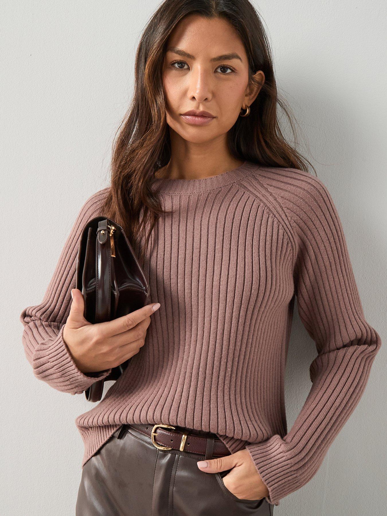 The Very Collection Classic Comfort Crew Neck Rib Jumper - Mauve - Purple