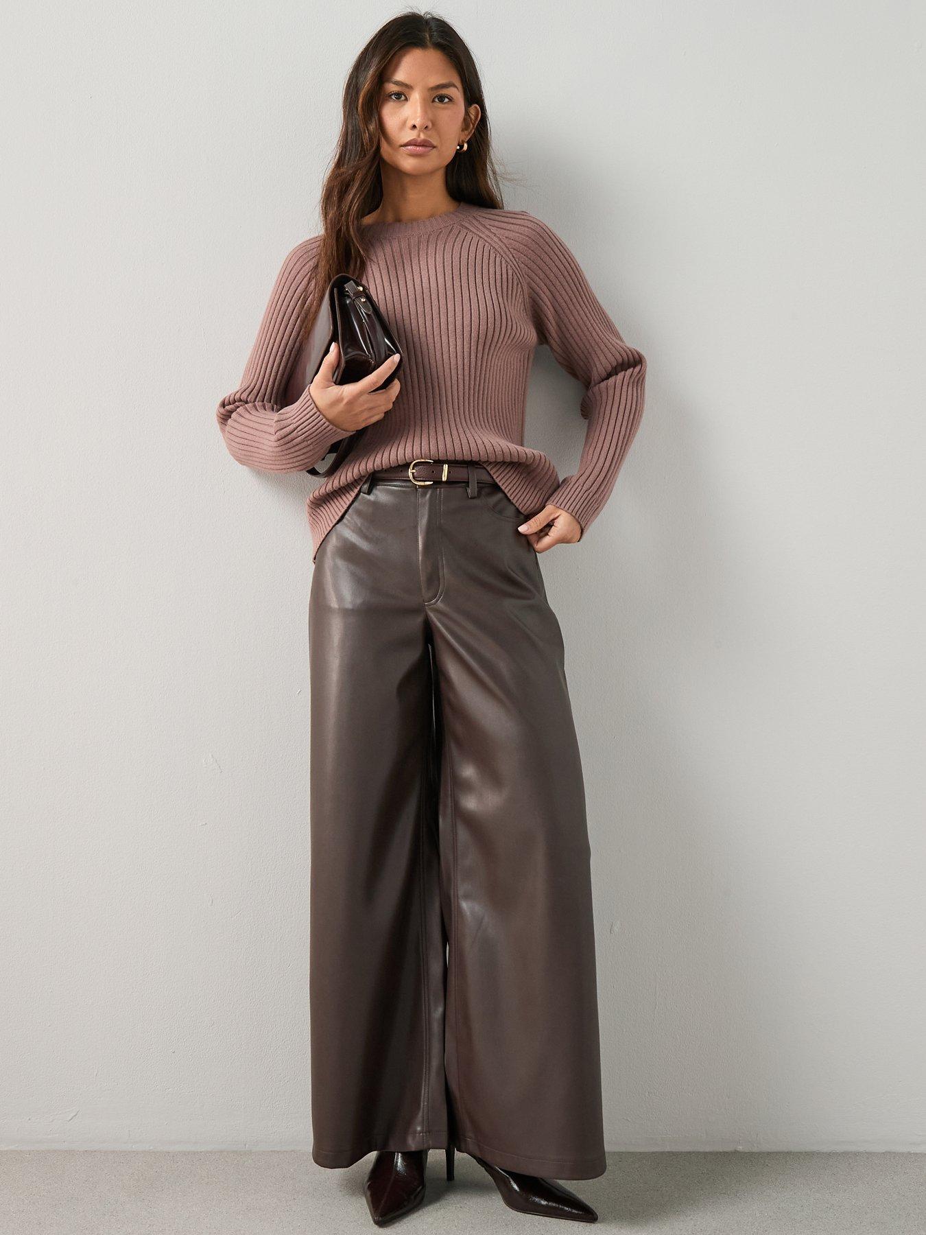  image of the-very-collection-classic-comfort-crew-neck-rib-jumper-mauve-purple