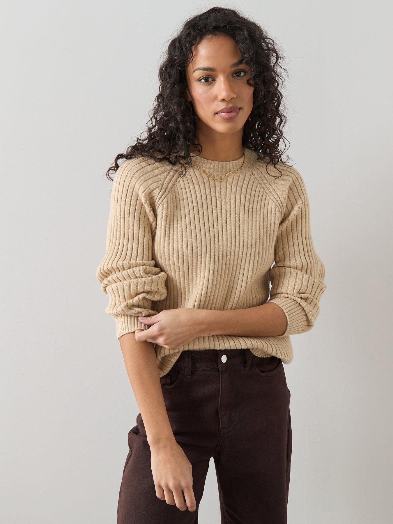 the-very-collection-classic-comfort-crew-neck-rib-jumper-beige