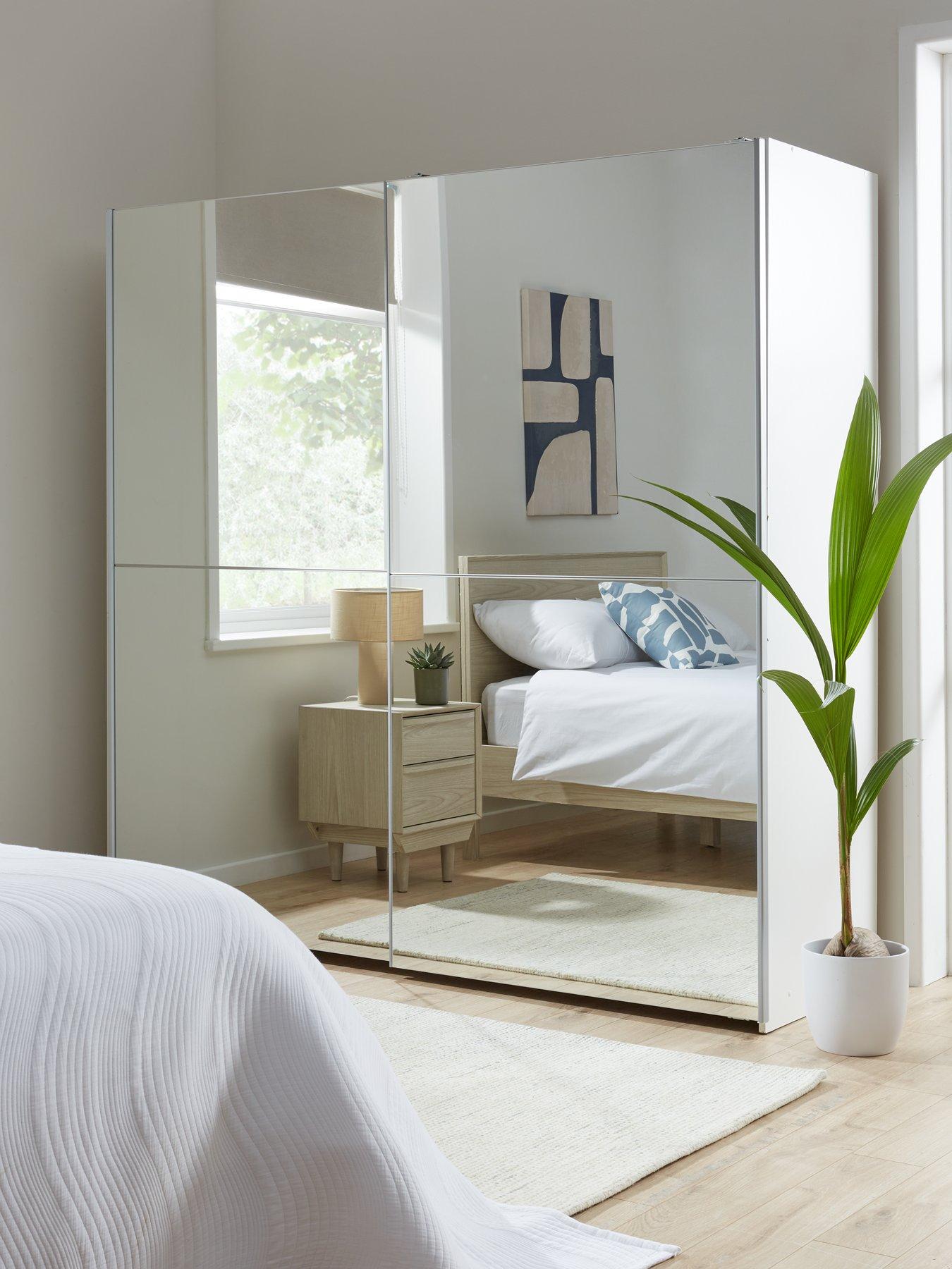 Image 1 of 6 of The Very Collection Houston 190 cm Sliding 2 Door Mirrored Wardrobe - White