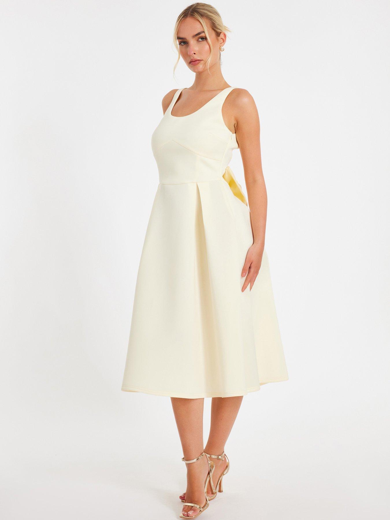 undefined Light Yellow Corset Detail Midi Dress