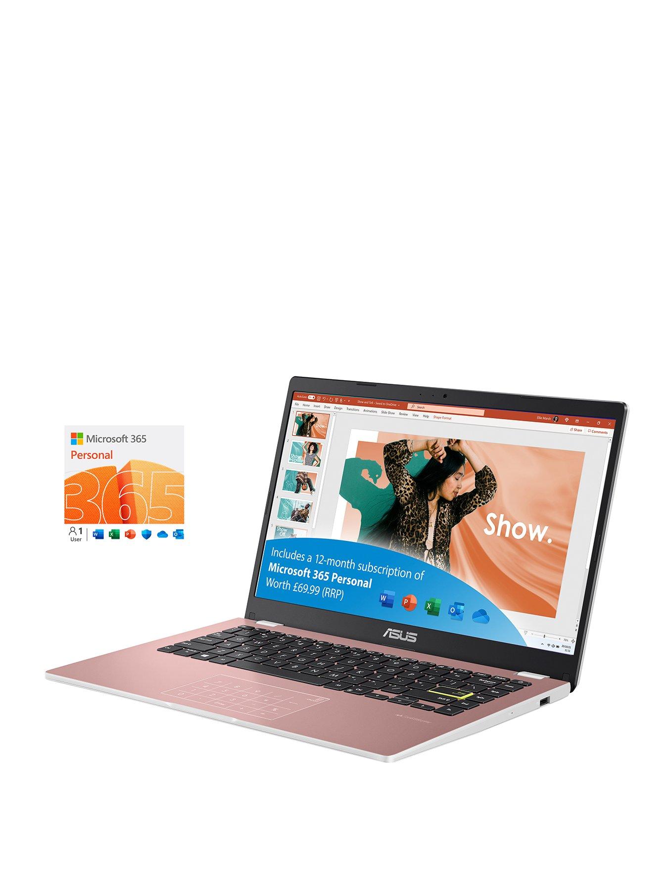 Asus Vivobook Go - 14in FHD, Intel Celeron N4500, 4GB RAM, 128GB SSD - Pink