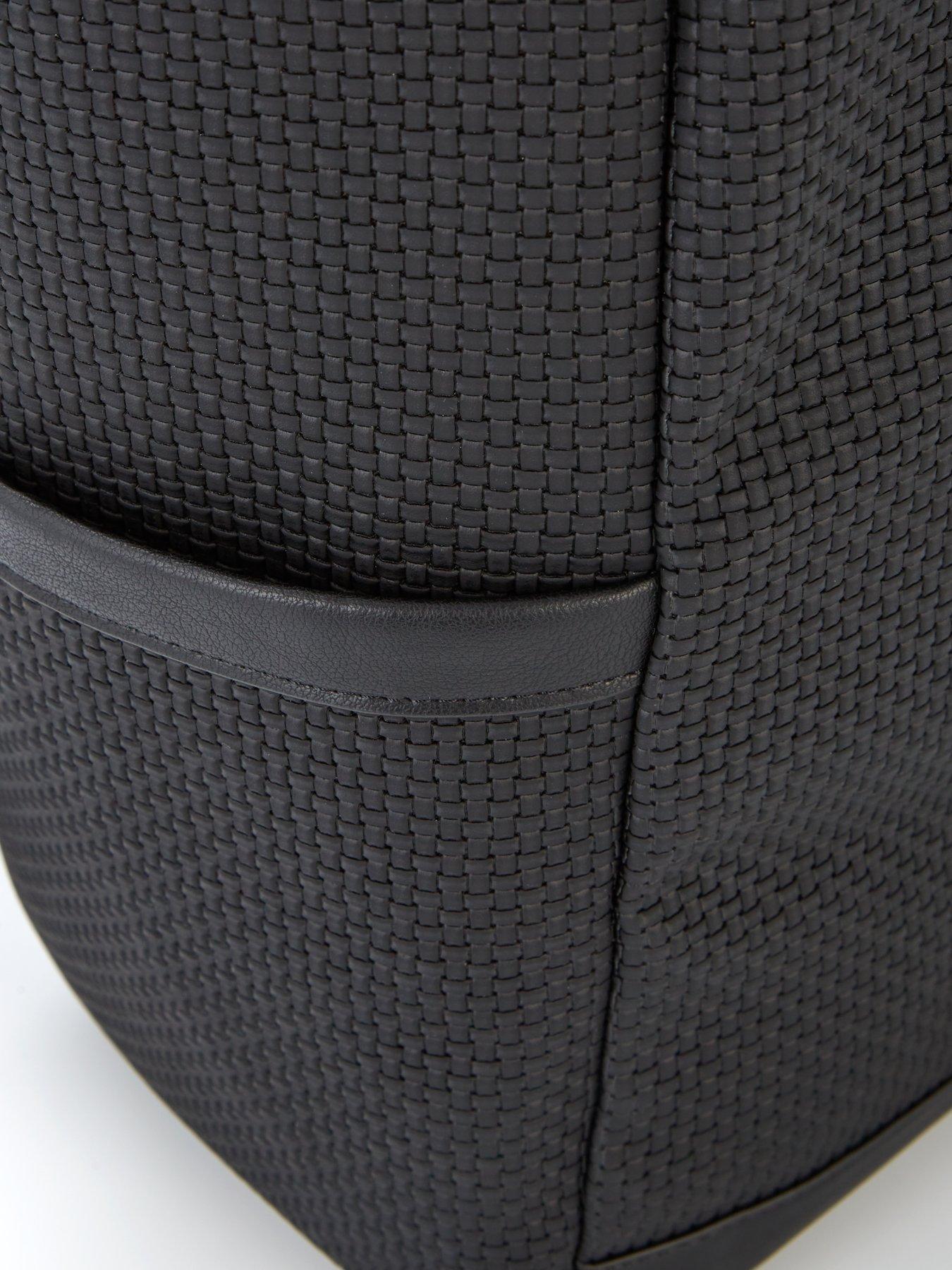 Image 4 of 4 of Calvin Klein Embossed Woven Flap Backpack - Black