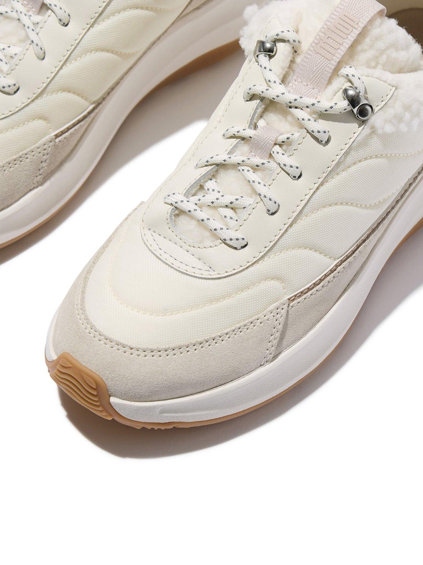 Image 6 of 6 of FitFlop F-mode Flow Shearling Flatform Trainer - Cream Mix