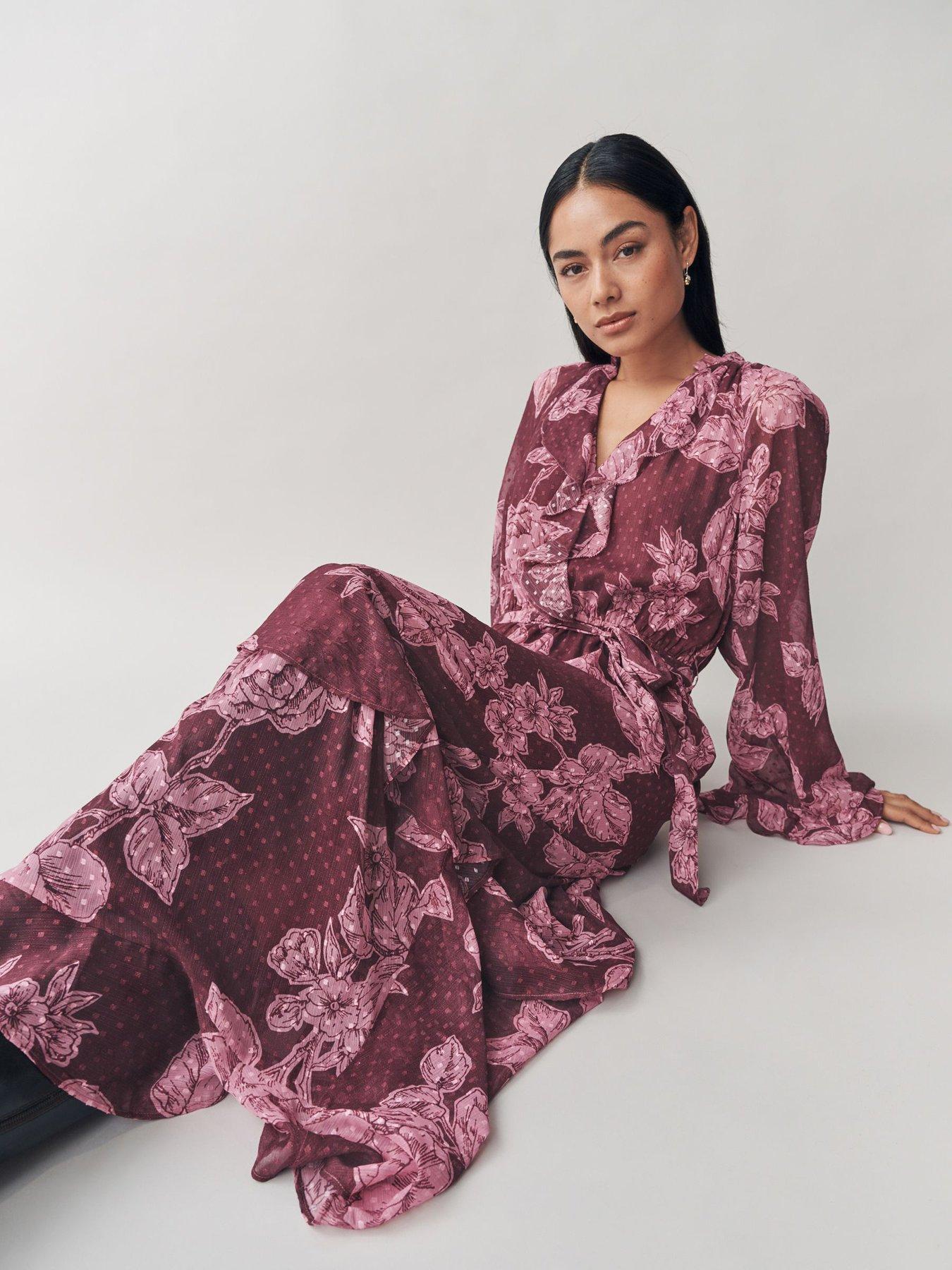  image of laura-ashley-pollington-rose-tier-midi-dress-pink