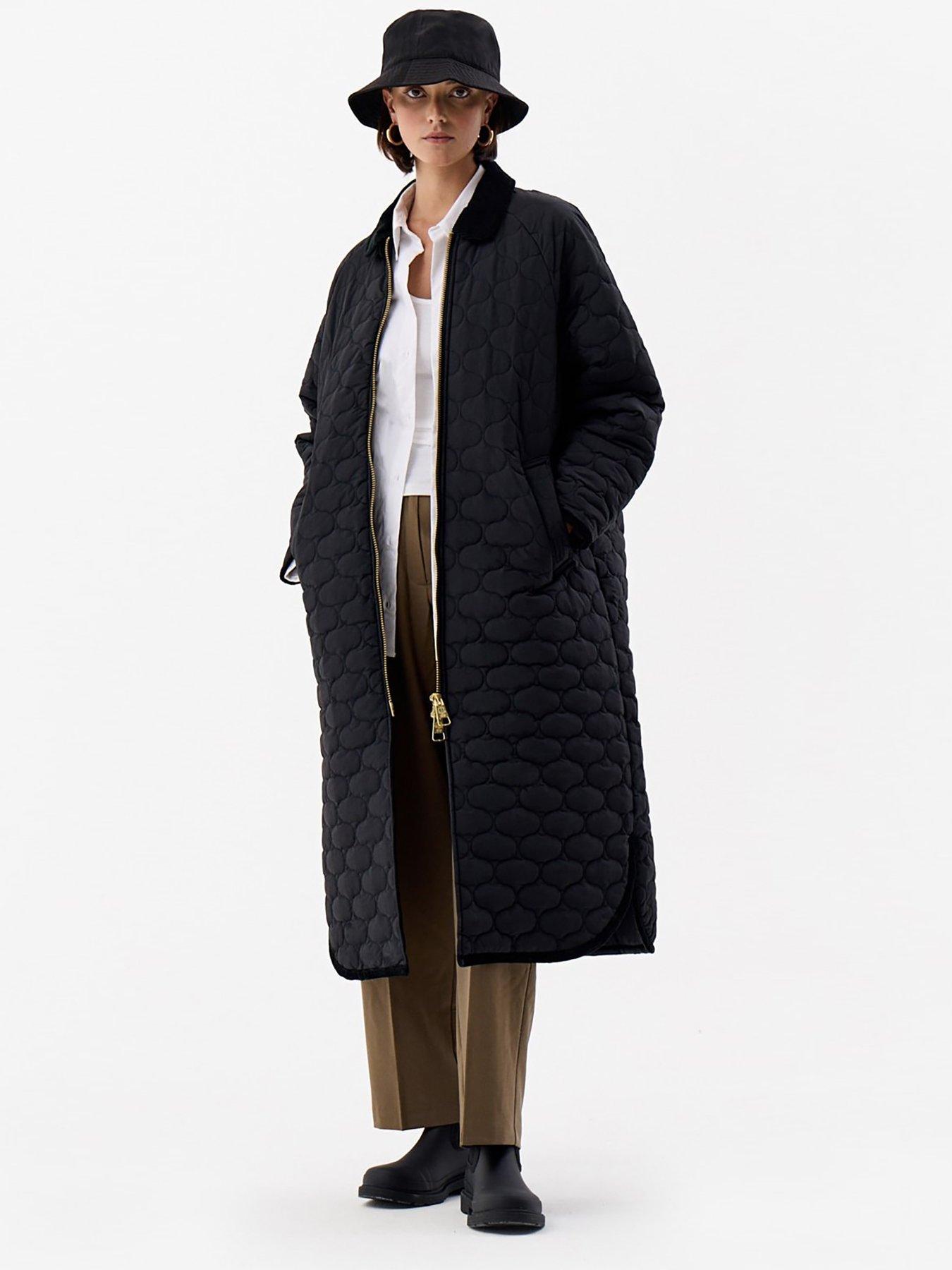 stillFront image of hunter-fionn-long-quilted-coat-black