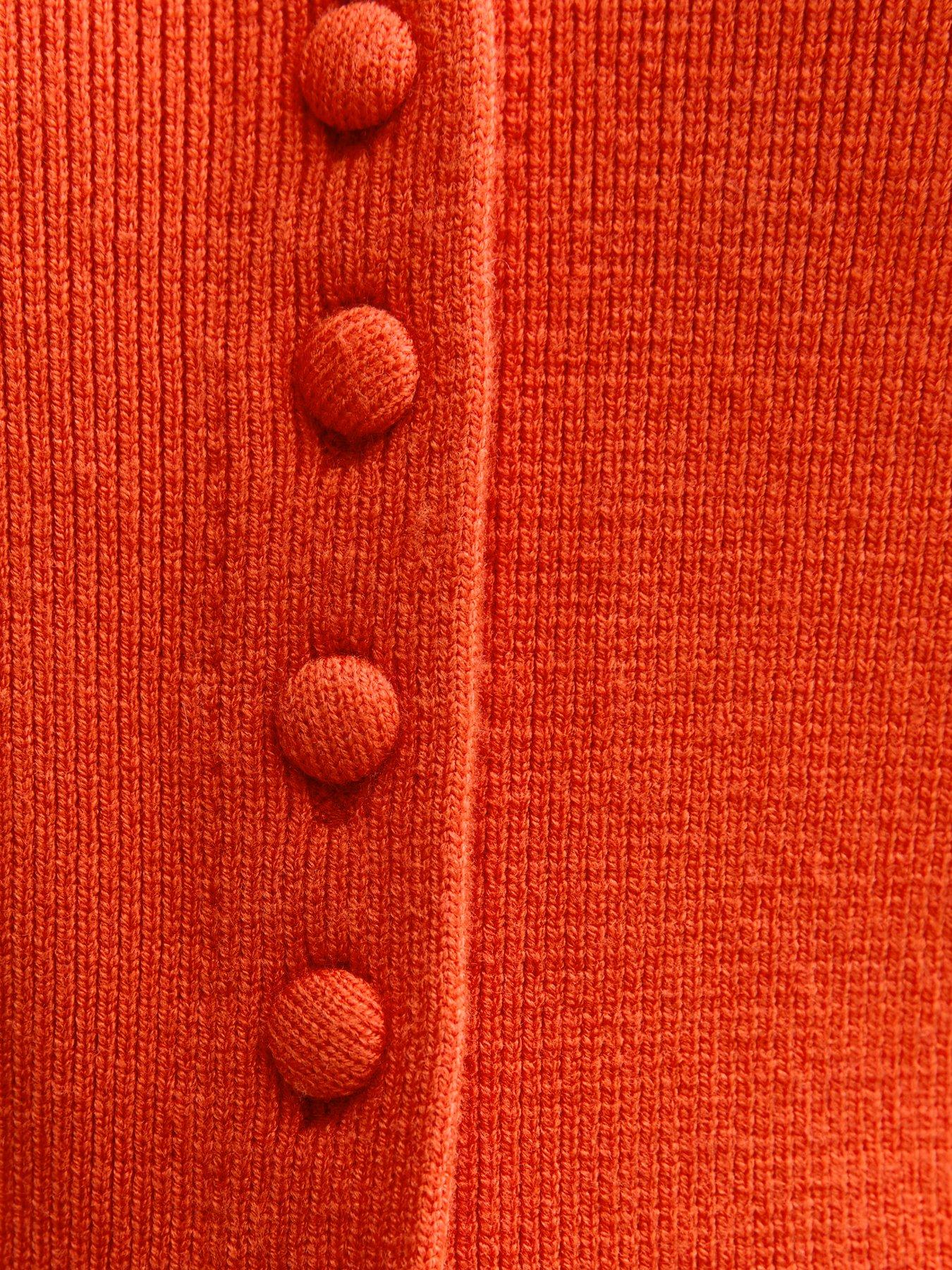 Image 5 of 5 of New Look Compact Knit V Neck Cardigan - Orange