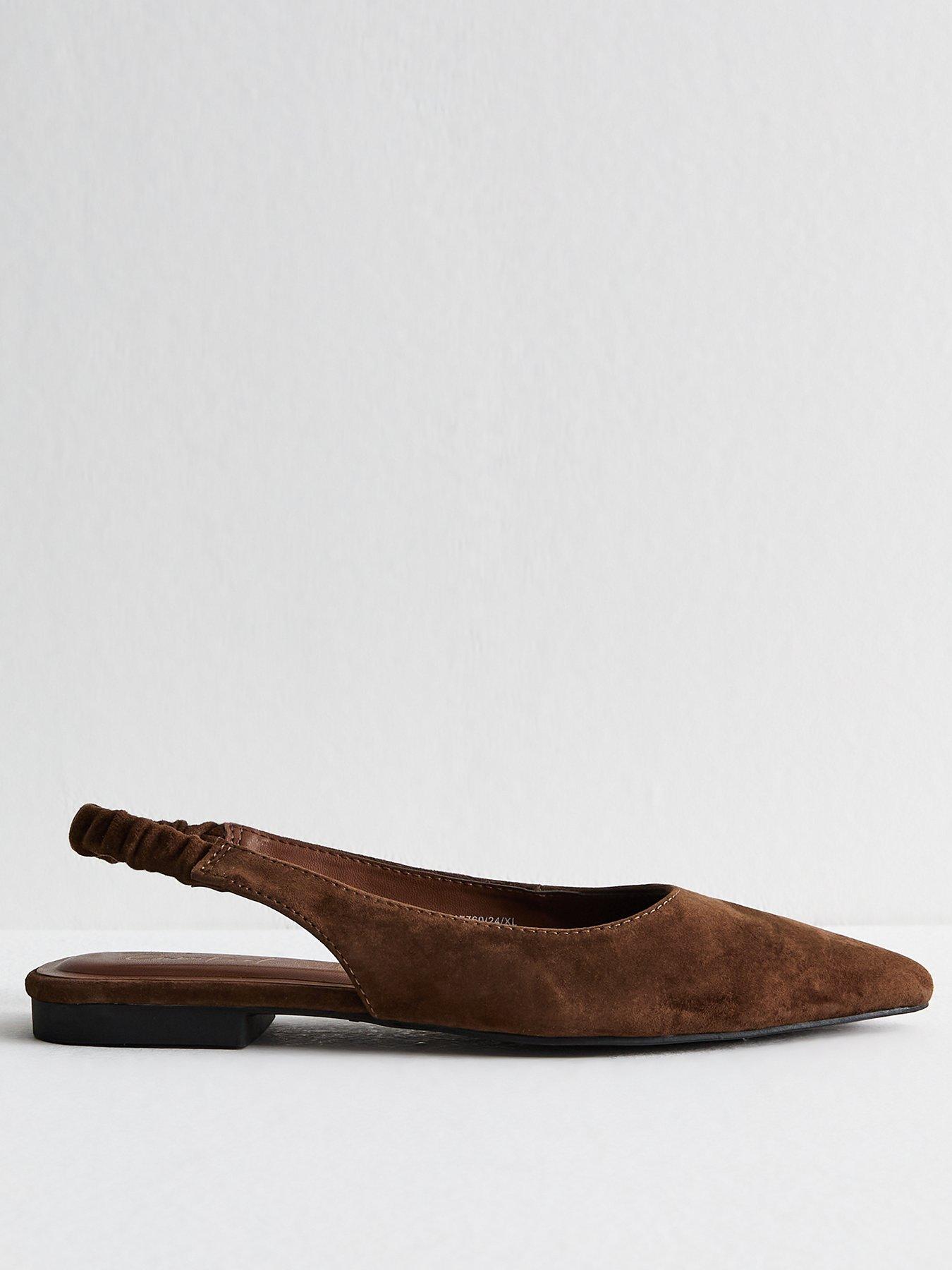 undefined Brown Suede Slingback Ballerina Flats