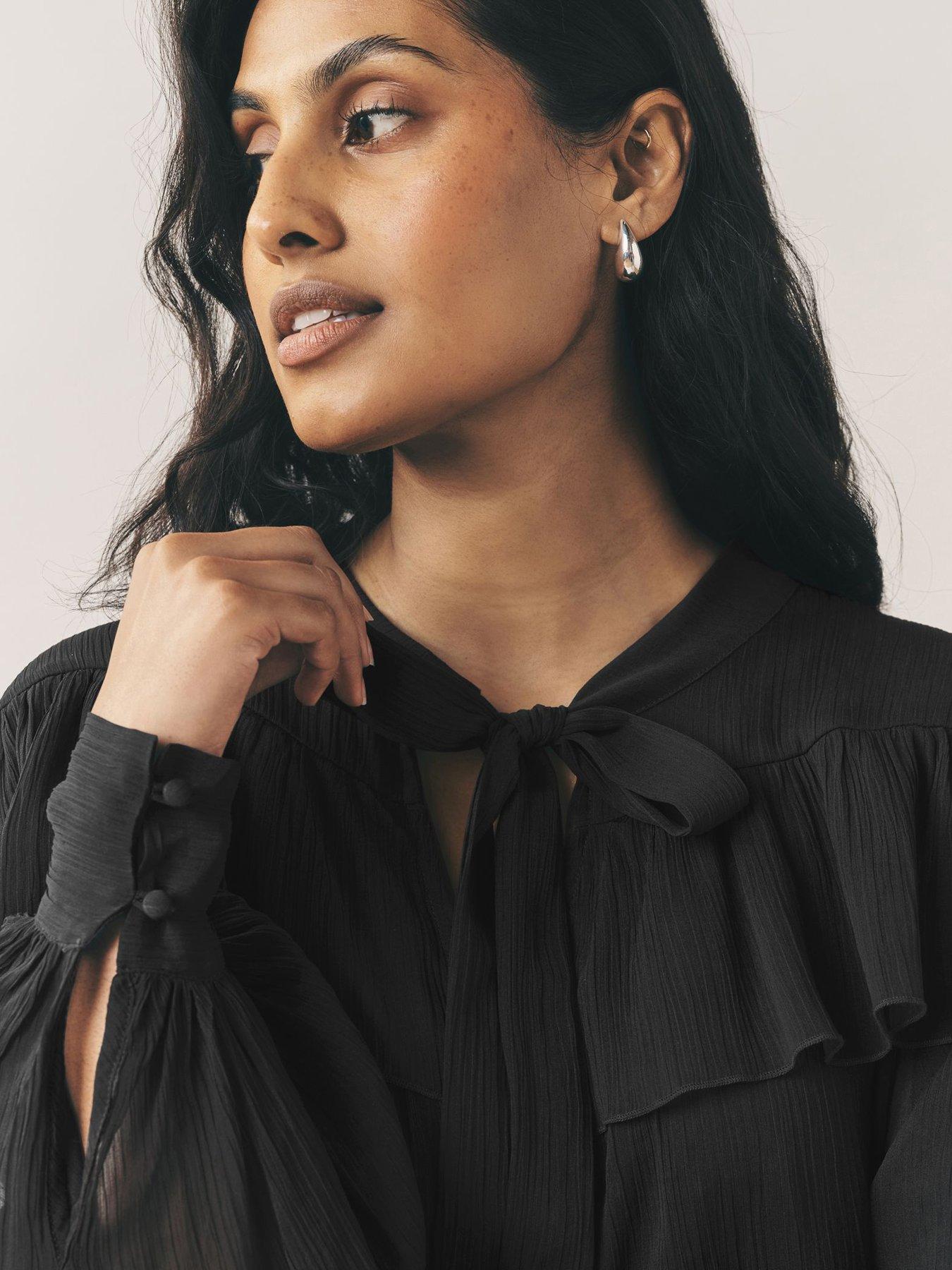  image of laura-ashley-ruffle-dress-black