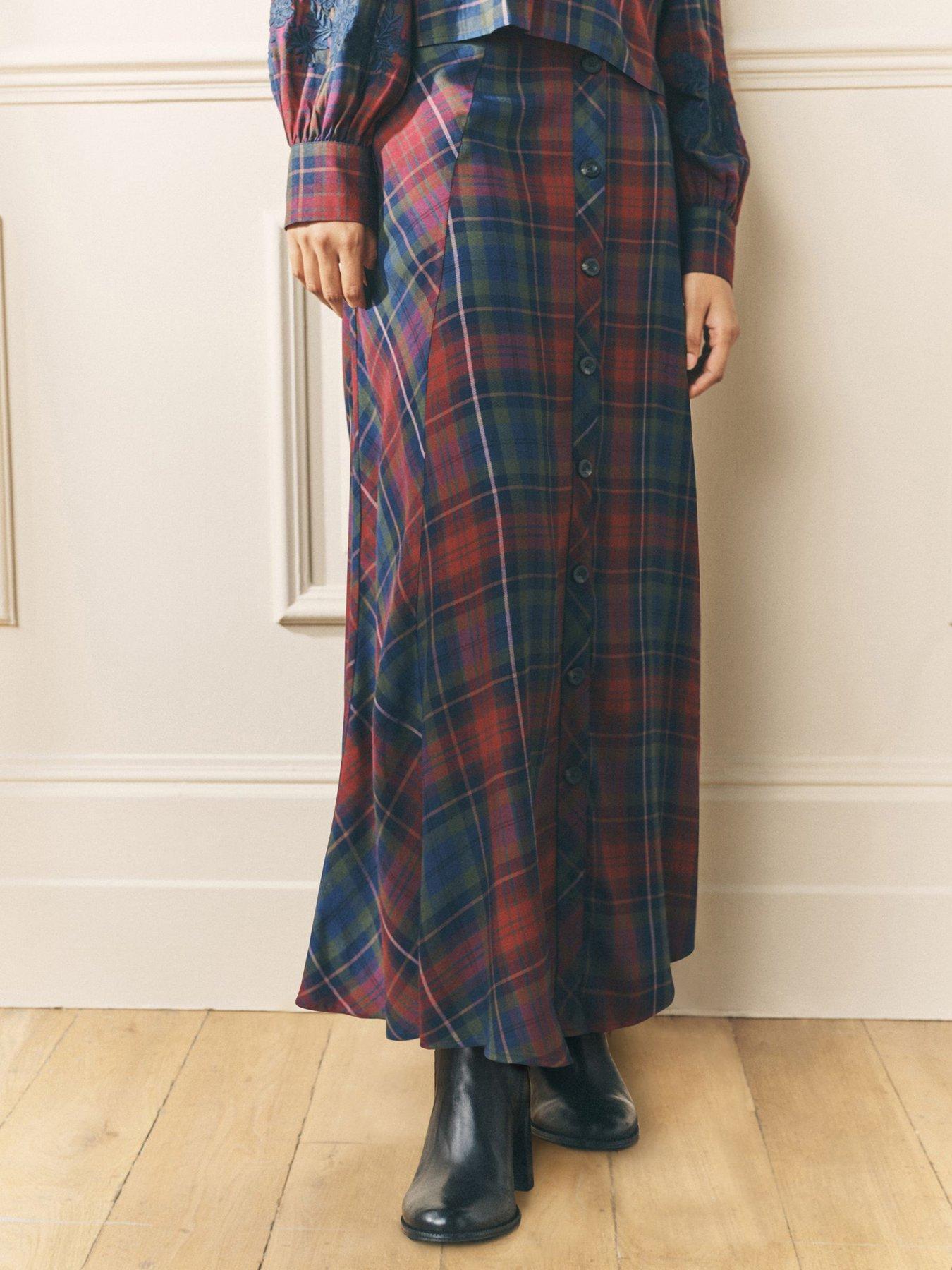 Image 1 of 5 of Laura Ashley Check Co-ord Maxi Skirt - Red/Green