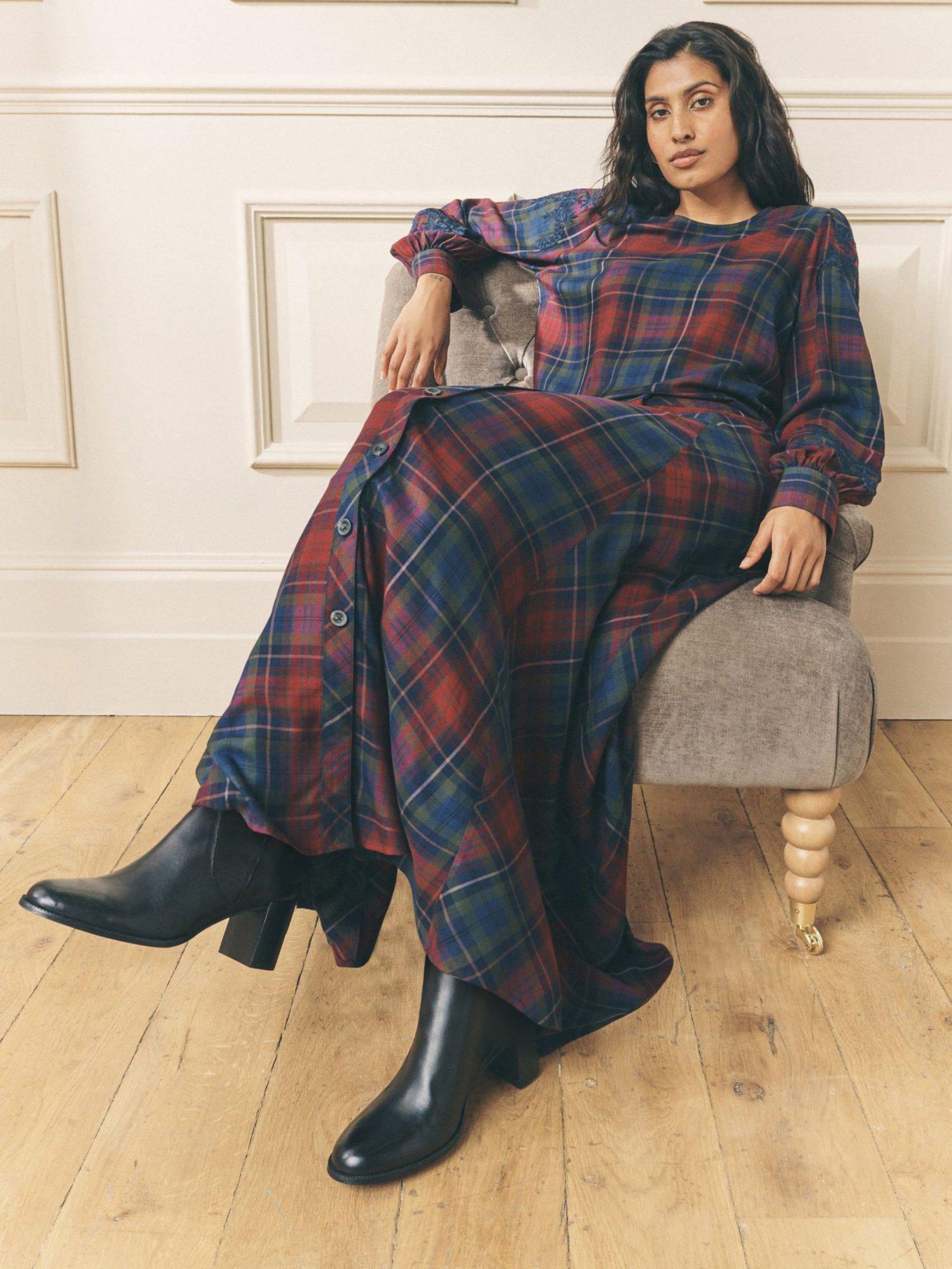 Image 3 of 5 of Laura Ashley Check Co-ord Maxi Skirt - Red/Green