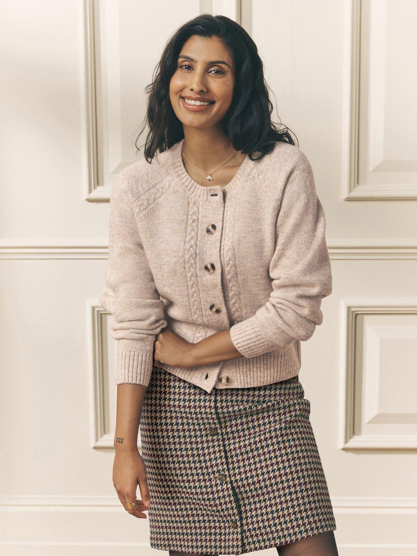 Laura Ashley Cable Button Cardigan - Brown