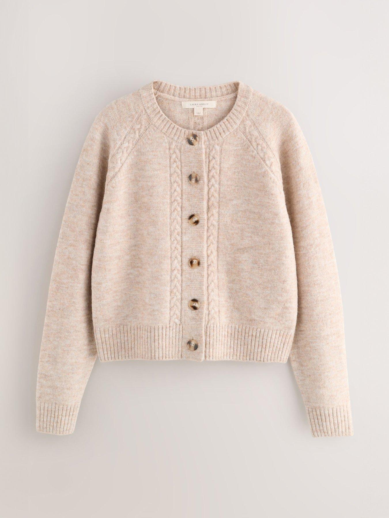 Laura Ashley Cable Button Cardigan - Brown