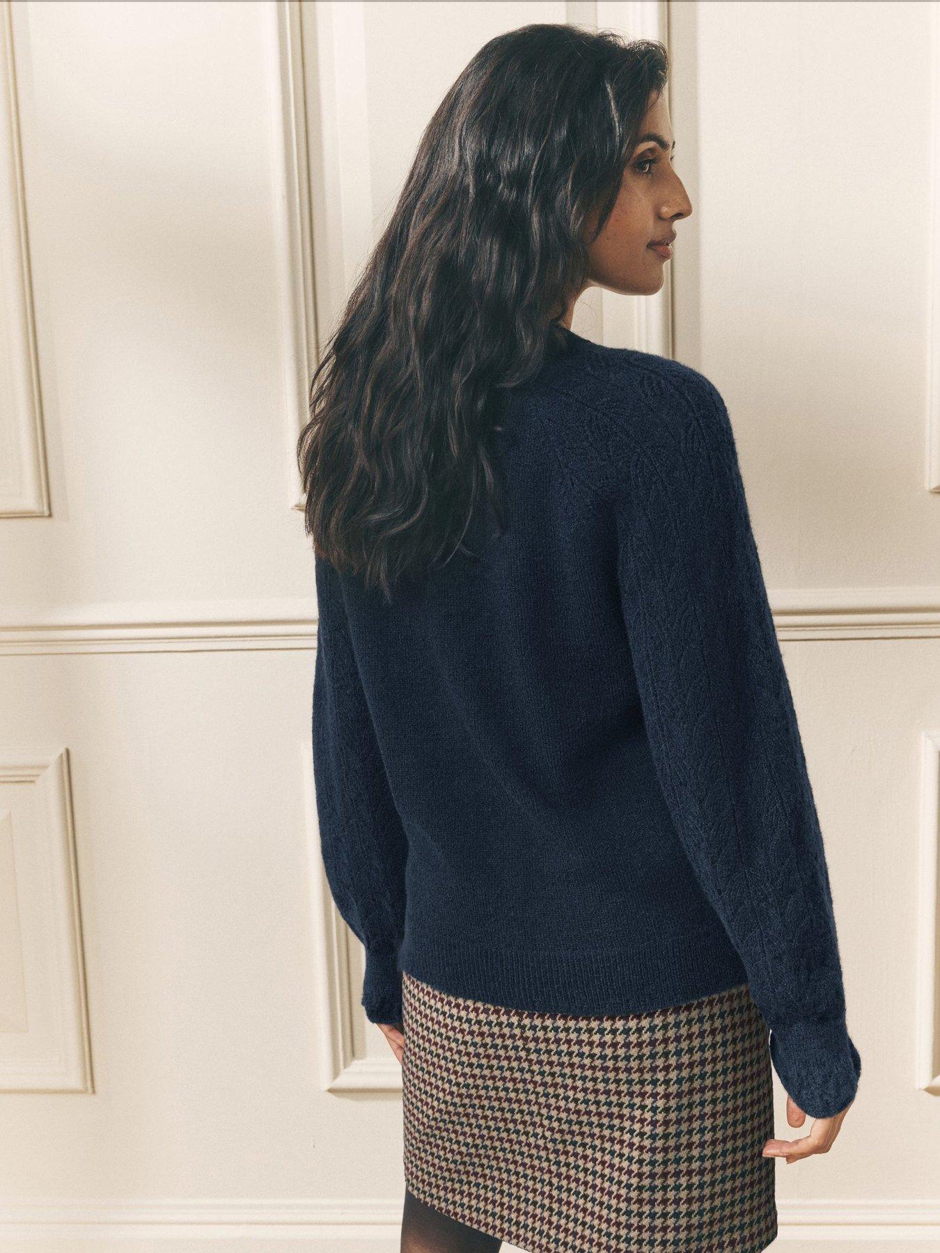  image of laura-ashley-pointelle-v-neck-navy