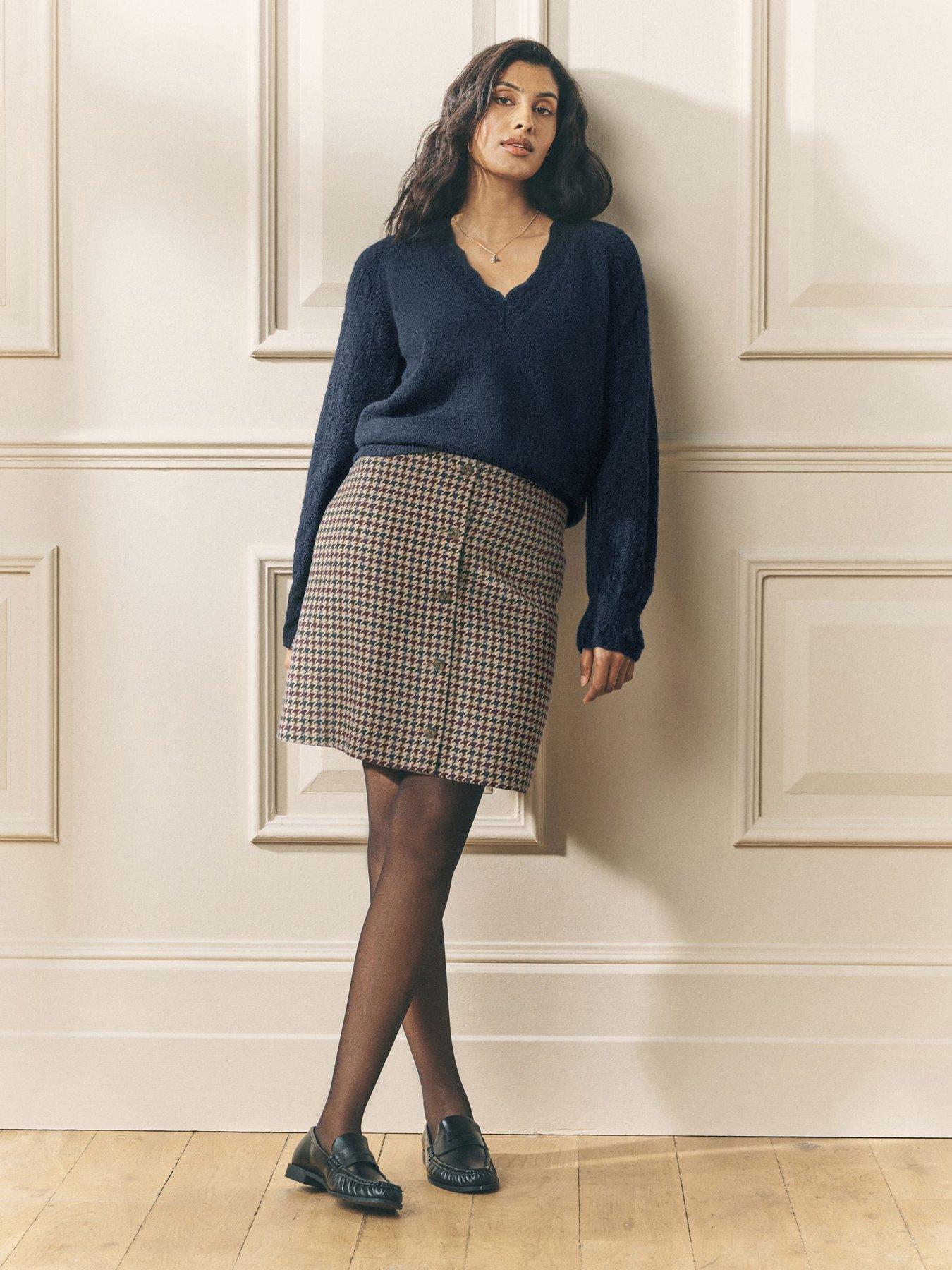  image of laura-ashley-pointelle-v-neck-navy