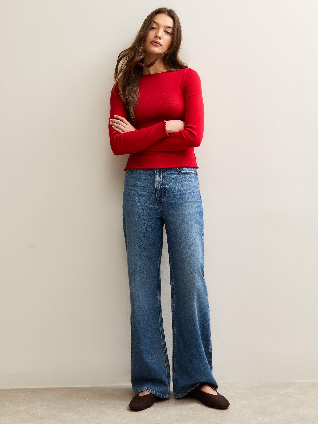 back image of new-look-long-sleeve-ribbed-top-red