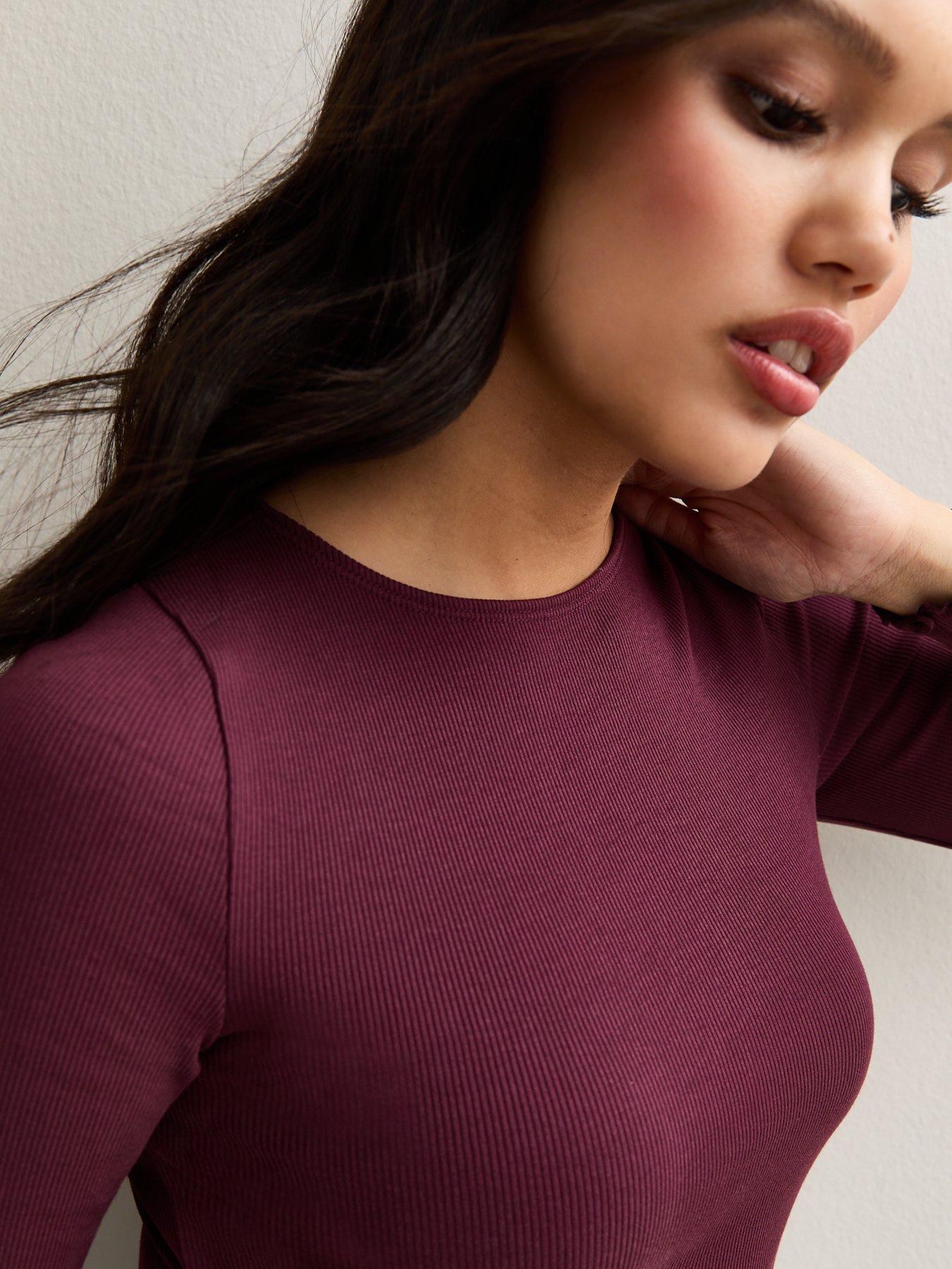  image of new-look-long-sleeve-ribbed-top-red