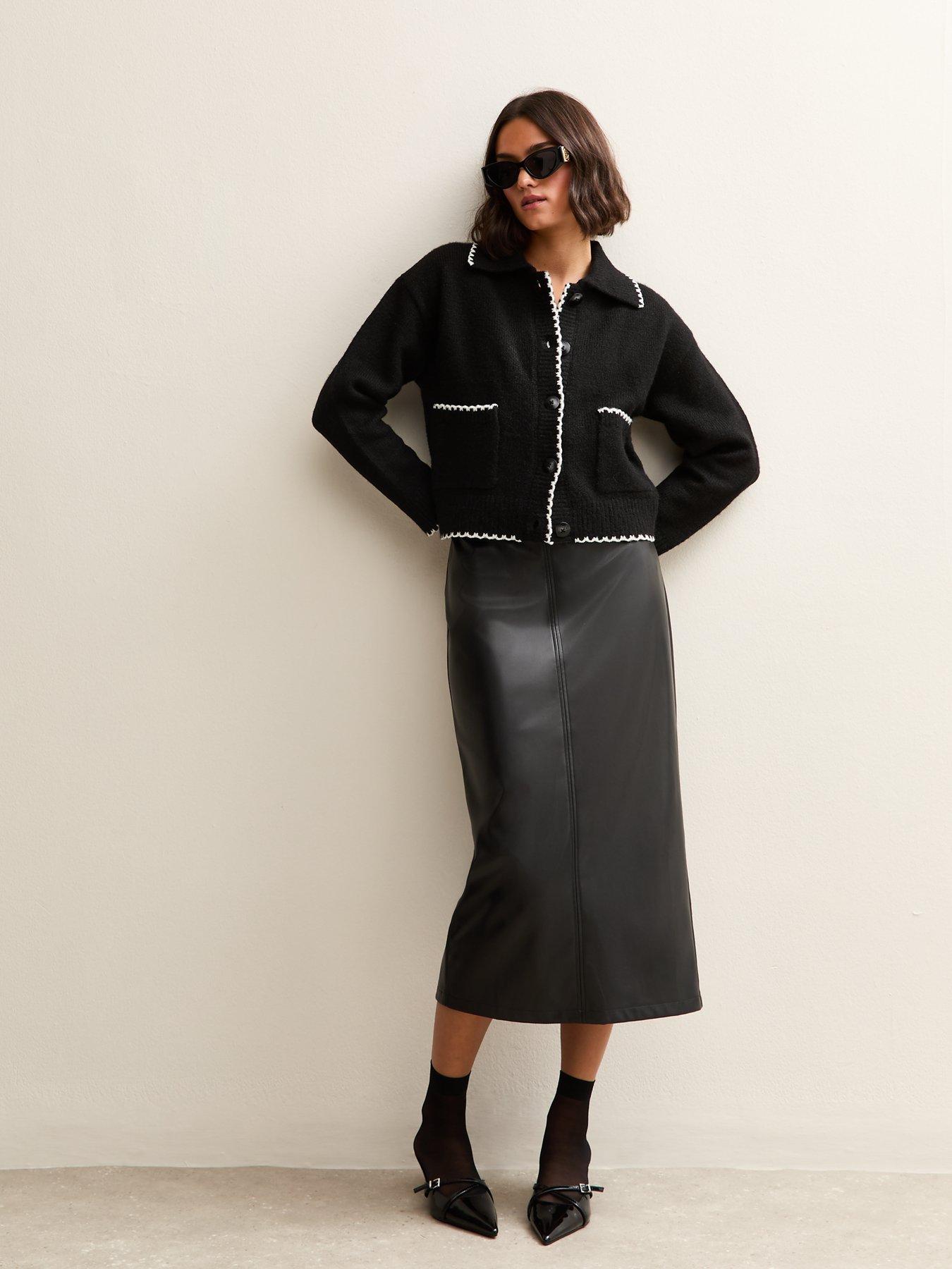 Image 5 of 6 of New Look Black Faux Leather Pencil Skirt
