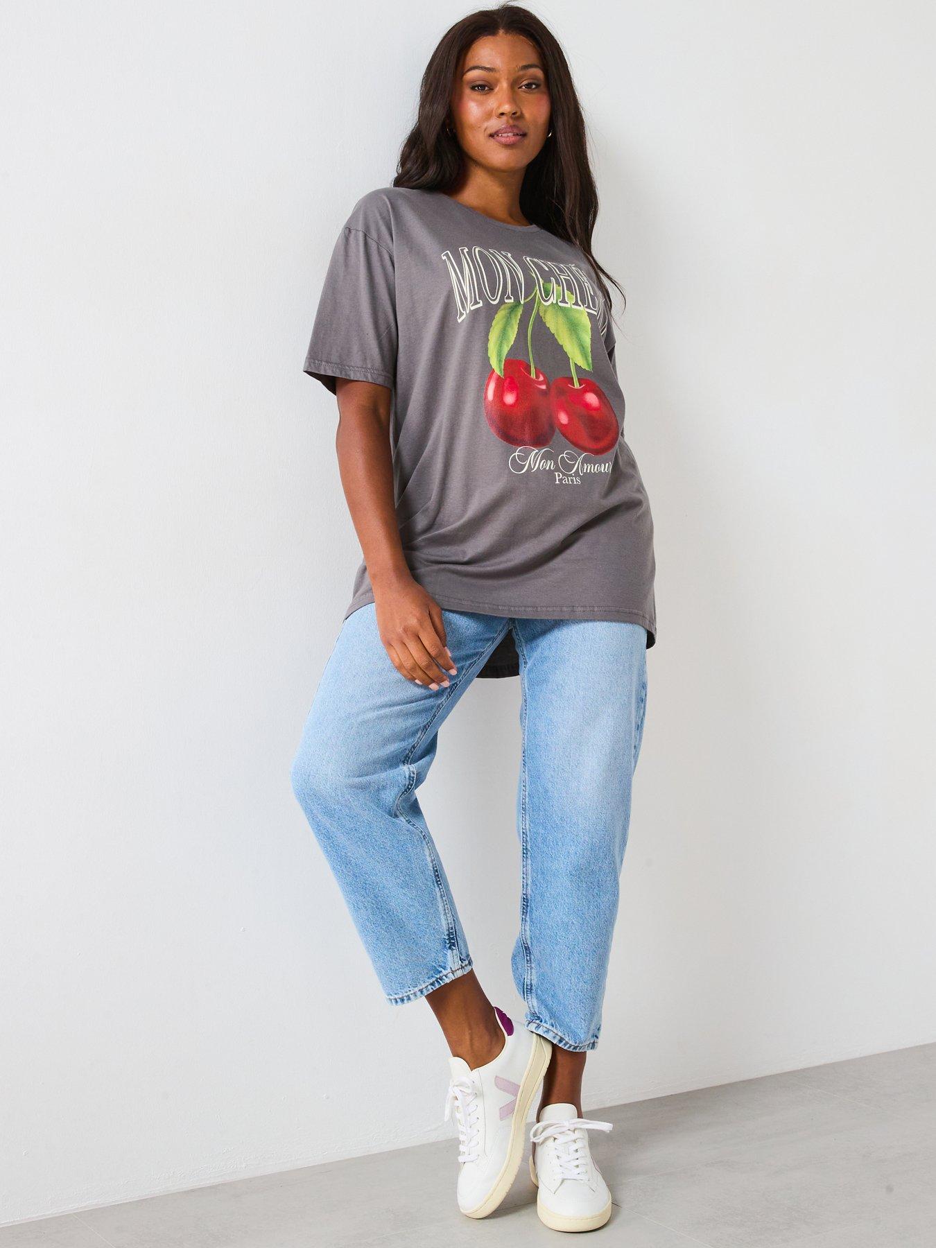 Image 3 of 6 of V by Very Curve Mon Cheri Graphic T-Shirt - Grey