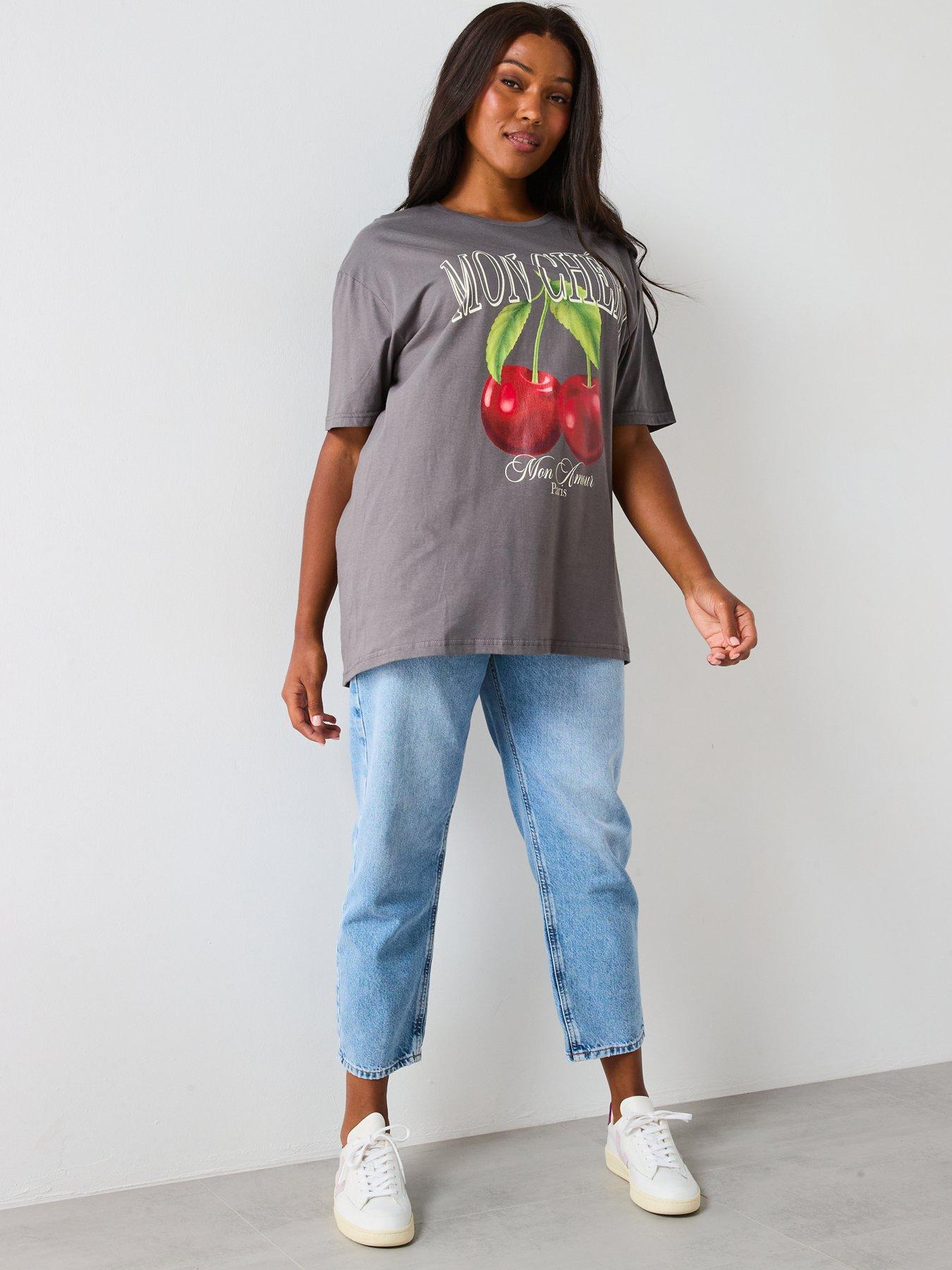 Image 5 of 6 of V by Very Curve Mon Cheri Graphic T-Shirt - Grey