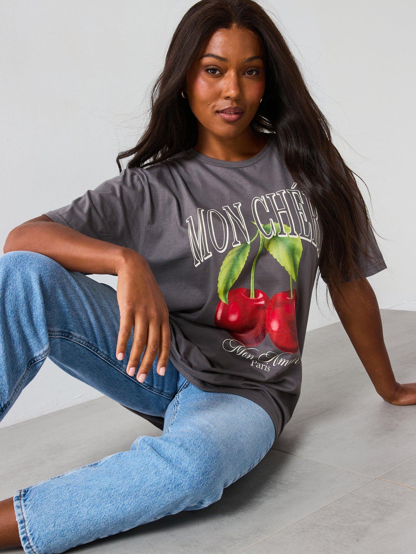 Image 6 of 6 of V by Very Curve Mon Cheri Graphic T-Shirt - Grey