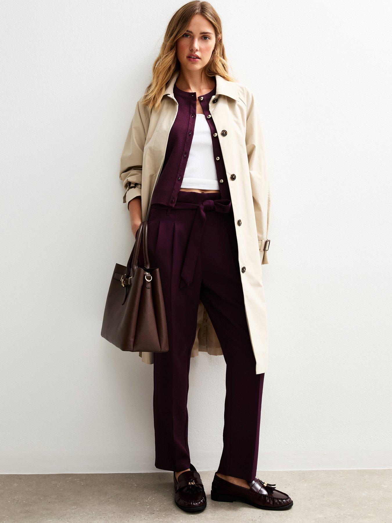 Image 3 of 5 of New Look Burgundy Paperbag Trousers