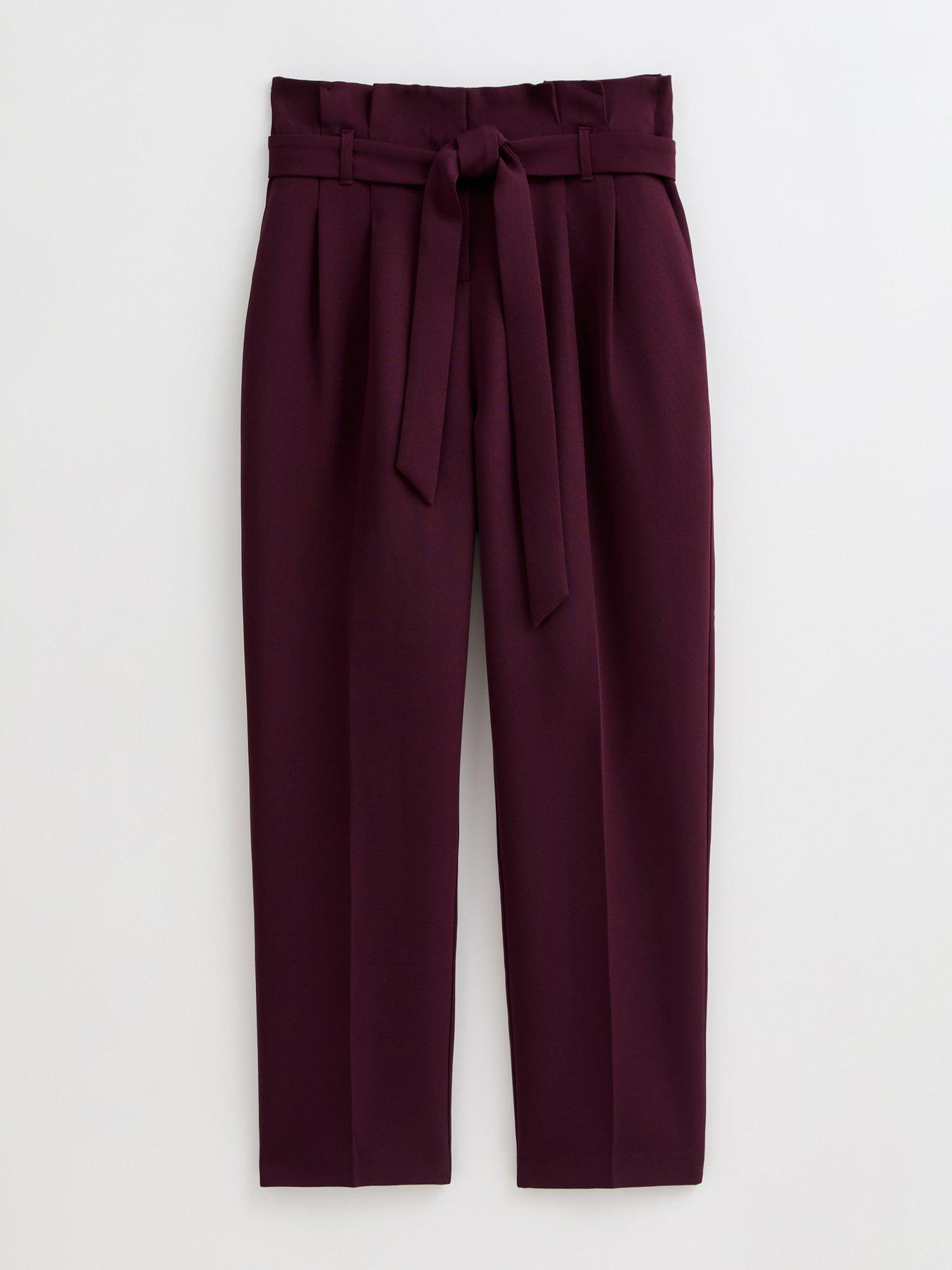 Image 5 of 5 of New Look Burgundy Paperbag Trousers