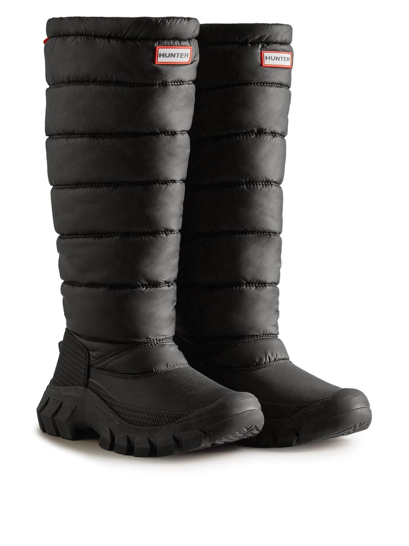 front image of hunter-intrepid-tall-snow-boot-black